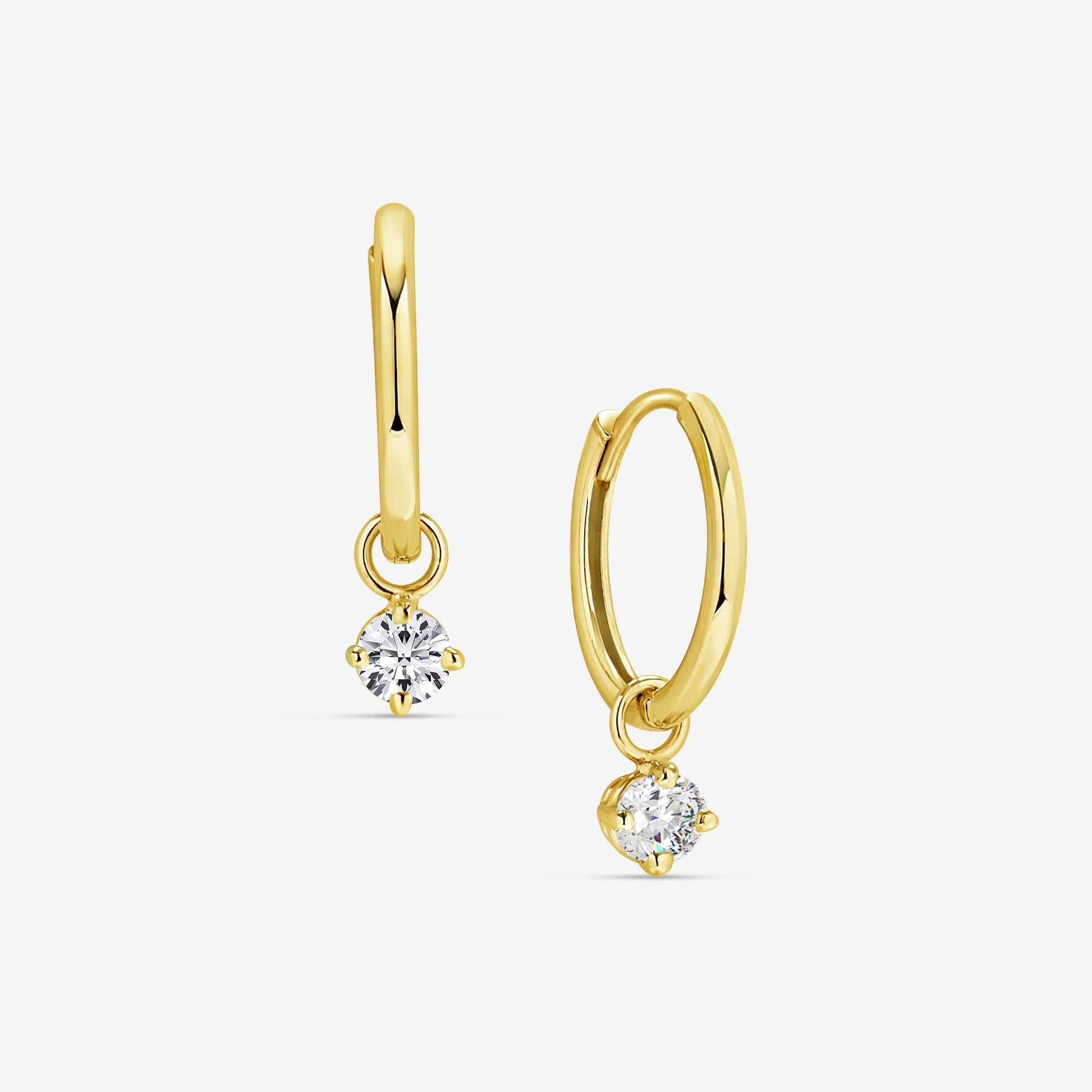 Diamond Drop Hoop Earrings