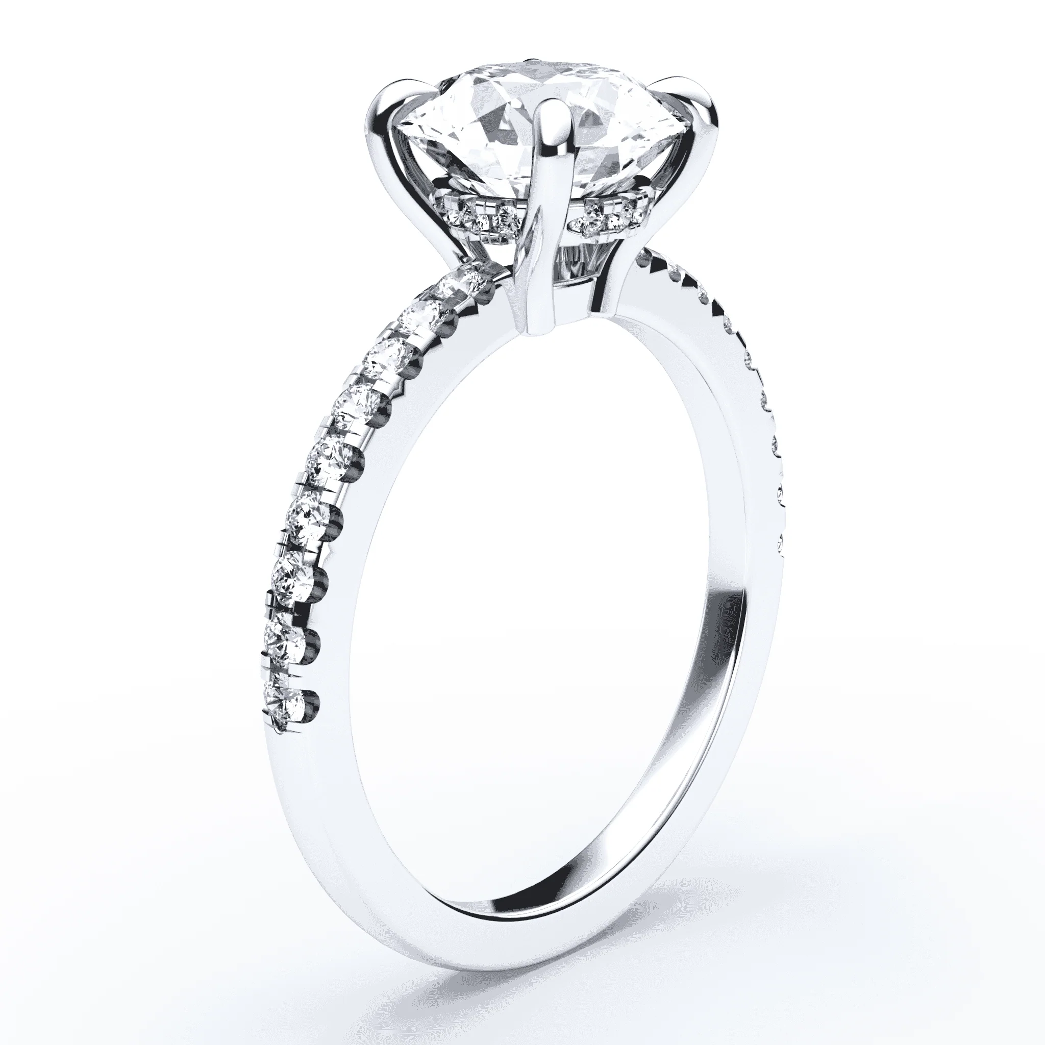 Low Profile Hidden Halo Pave Ring - Image 2