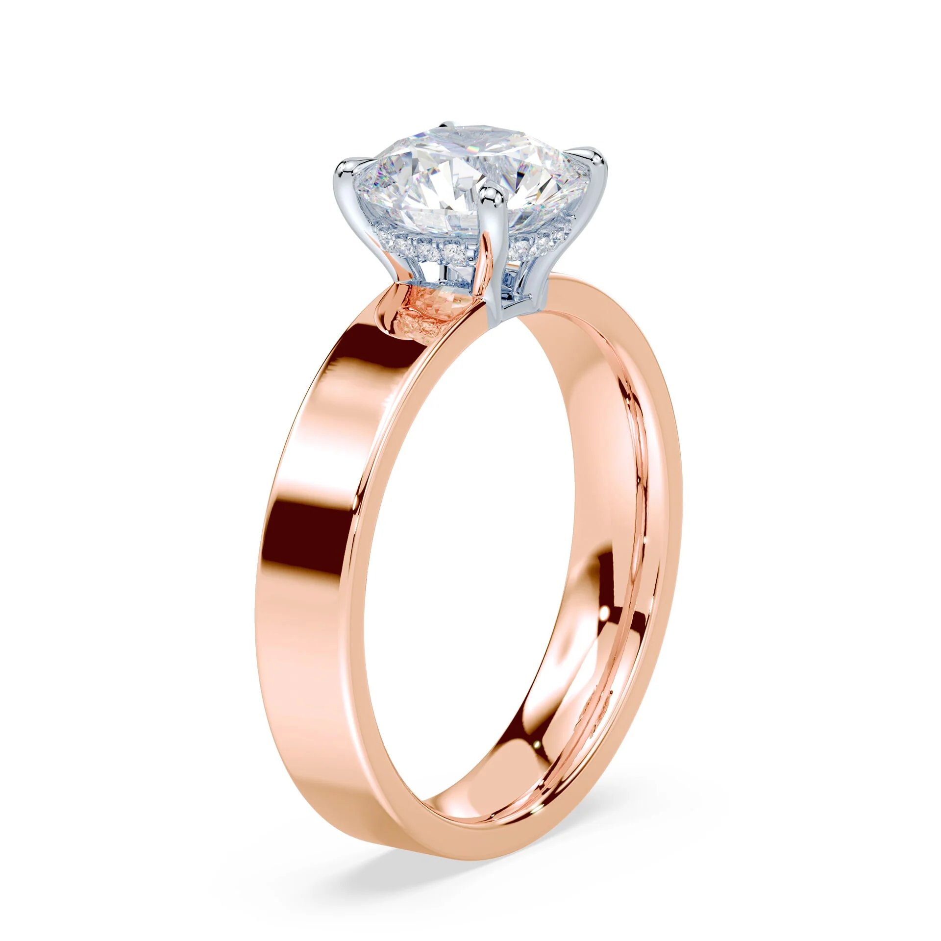 Low Hidden Halo Wide Band Ring - Image 2