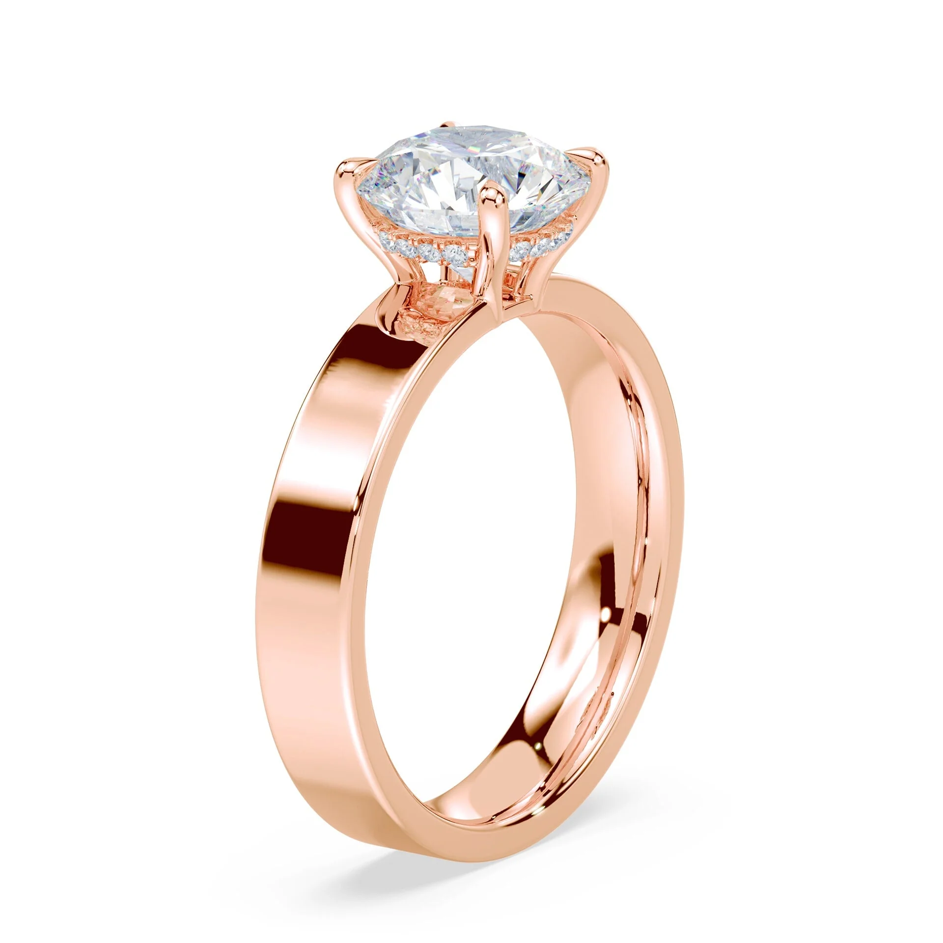 Low Hidden Halo Wide Band Ring - Image 2
