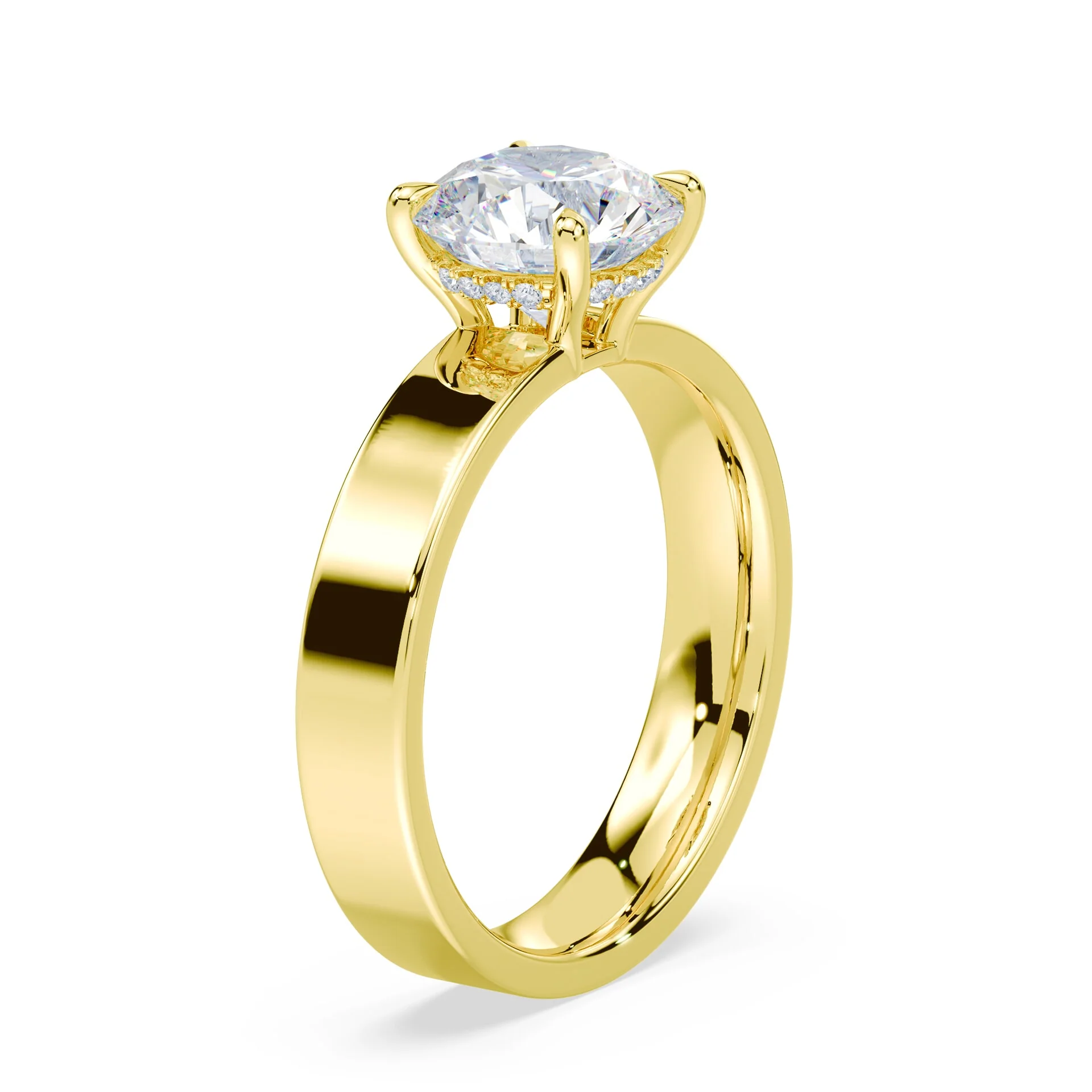 Low Hidden Halo Wide Band Ring - Image 2