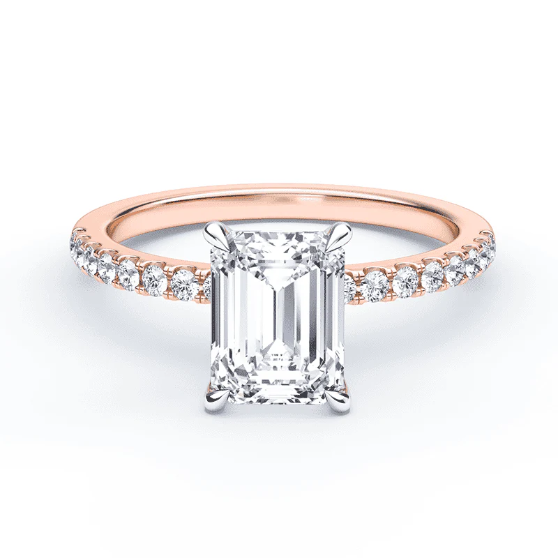 Emerald Cut Low Profile Pave Ring
