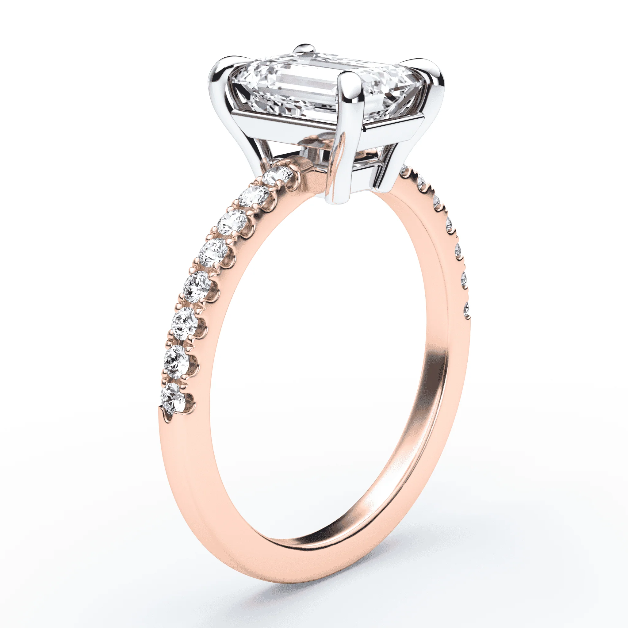Emerald Cut Low Profile Pave Ring - Image 2