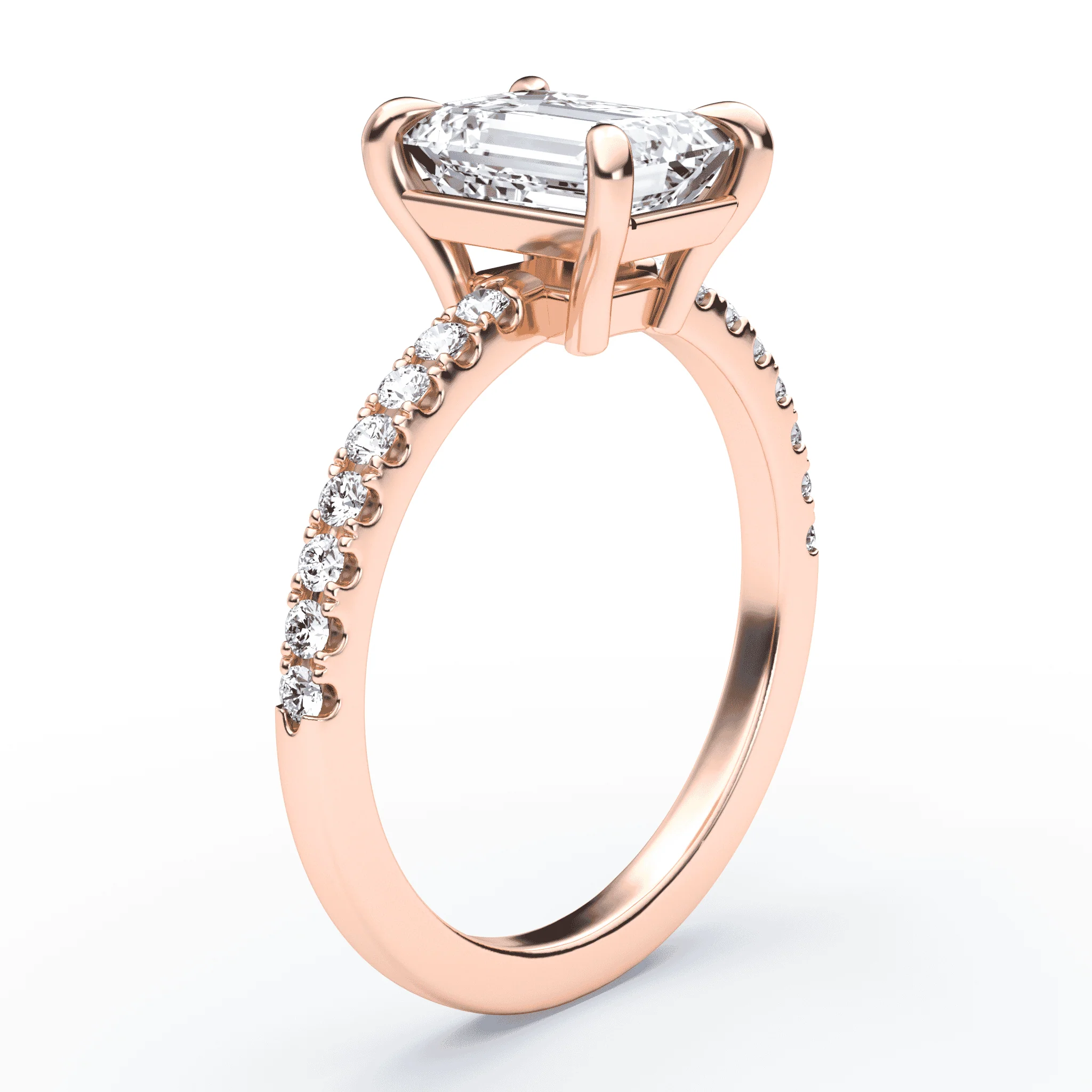 Emerald Cut Low Profile Pave Ring - Image 2