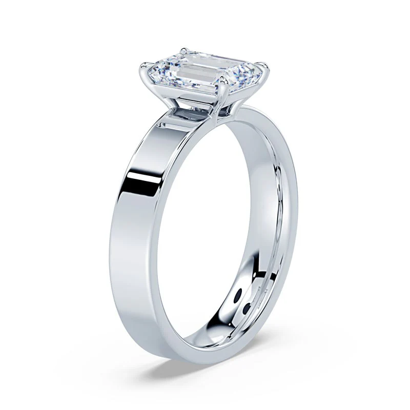 Emerald Cut Low Profile Wide Solitaire - Image 2