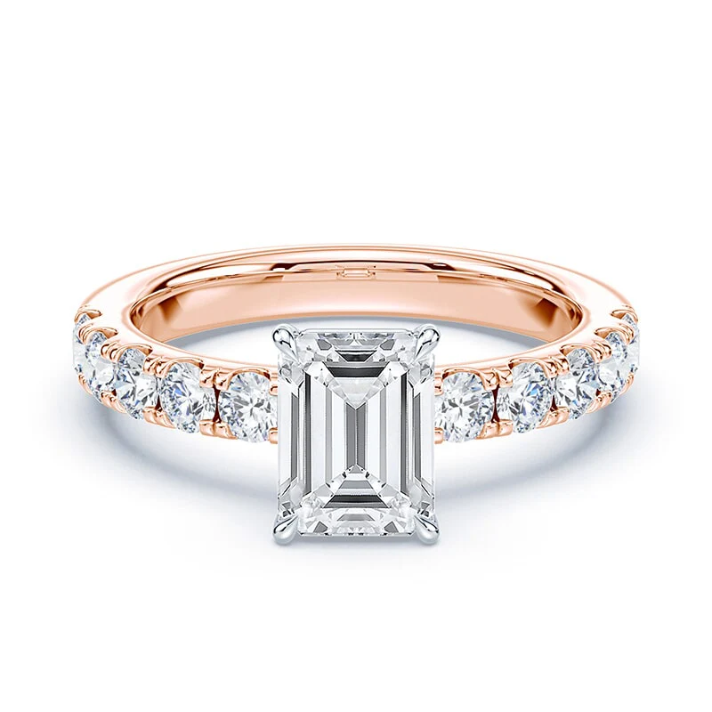 Emerald Cut Low Profile Wide Pave Ring