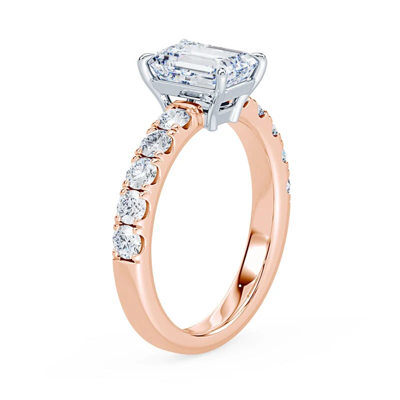 Emerald Cut Low Profile Wide Pave Ring - Image 2