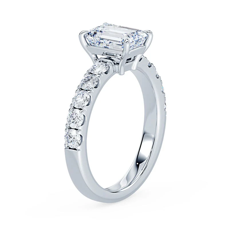 Emerald Cut Low Profile Wide Pave Ring - Image 2