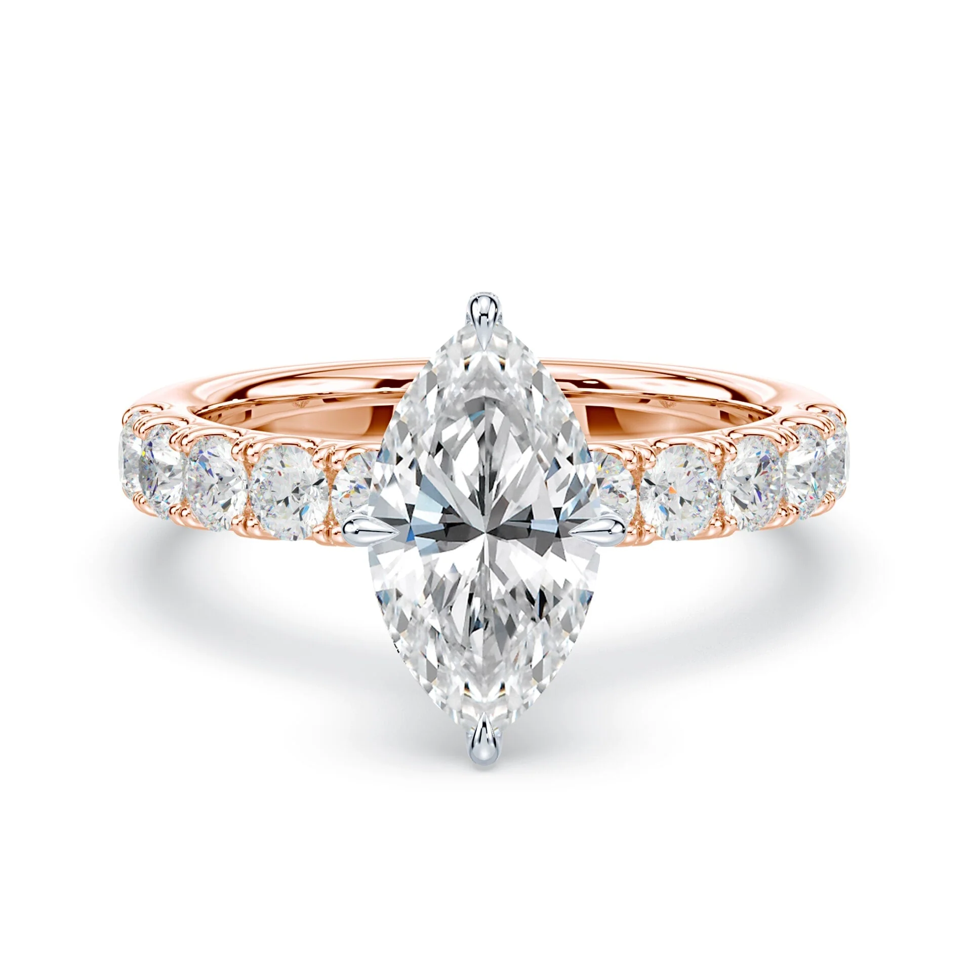 Marquise Pave Prongs Wide Pave Ring