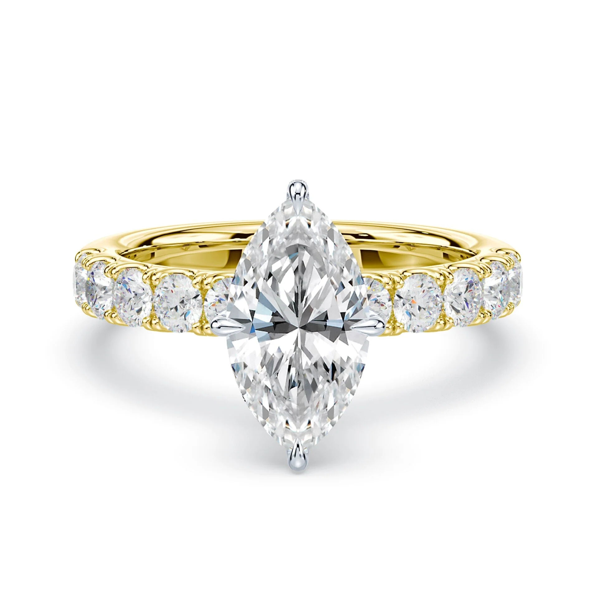 Marquise Pave Prongs Wide Pave Ring