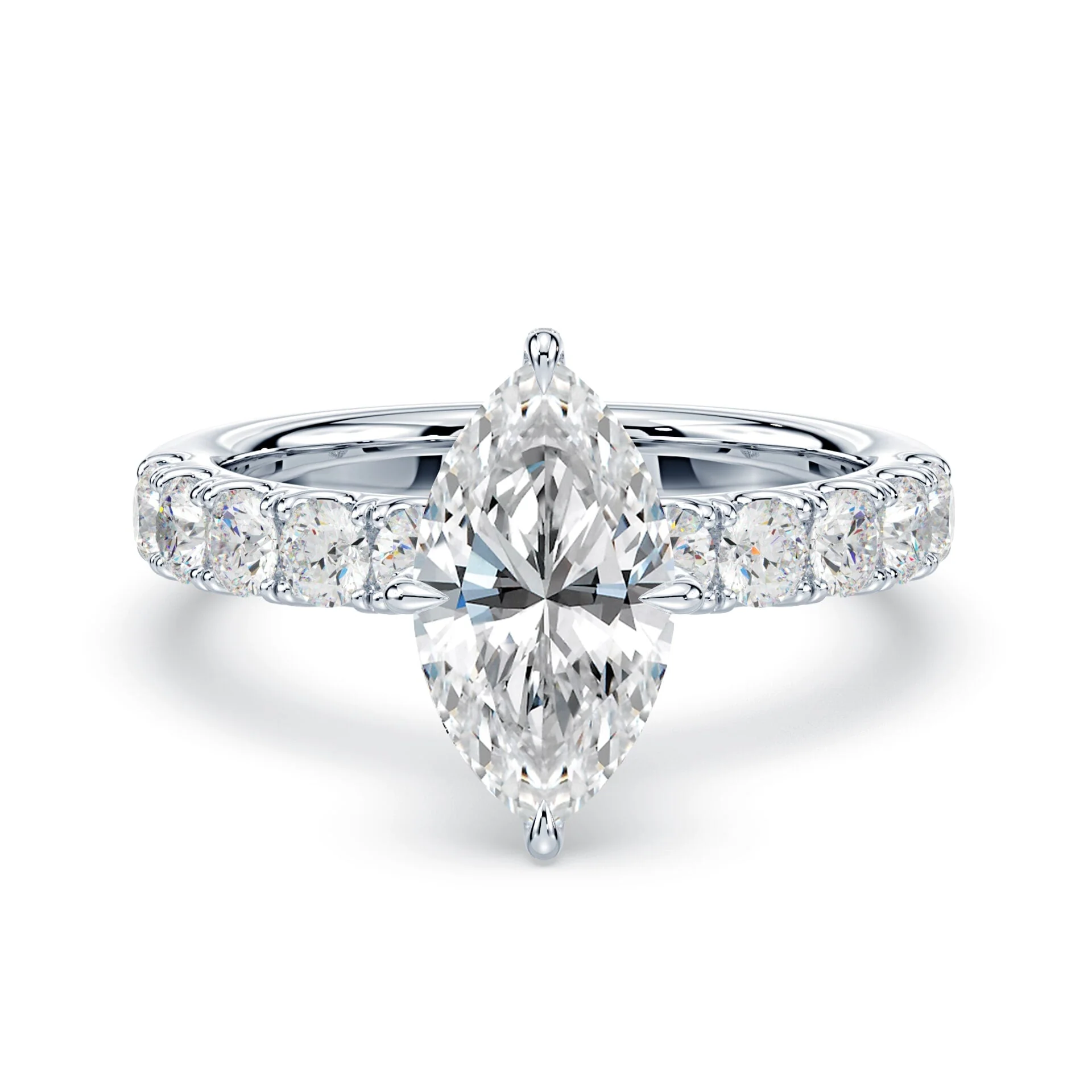 Marquise Pave Prongs Wide Pave Ring