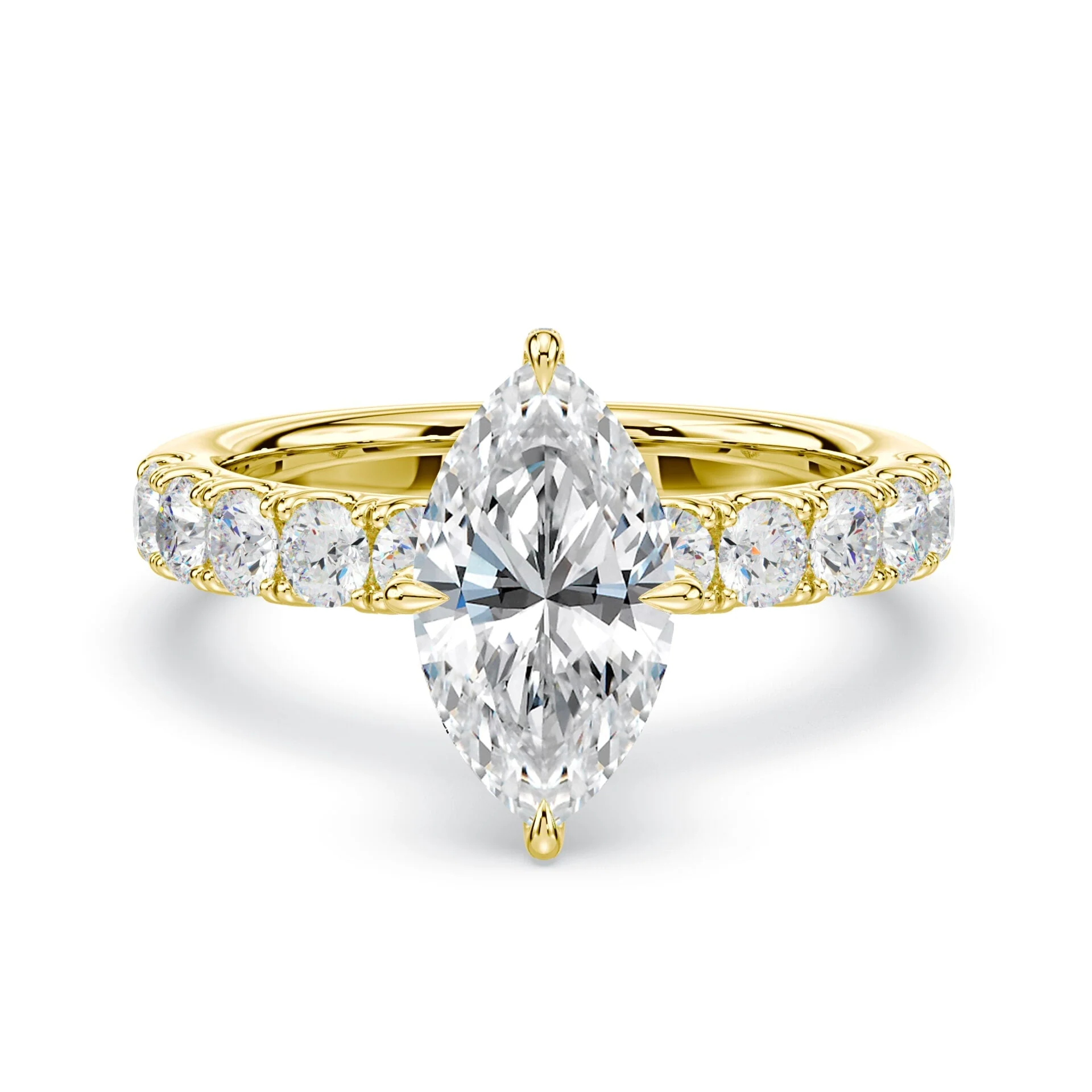 Marquise Pave Prongs Wide Pave Ring