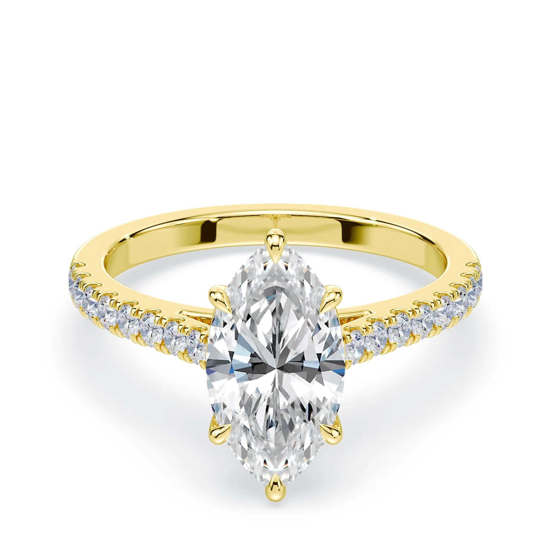 Marquise Cut Sleek Pave Cathedral