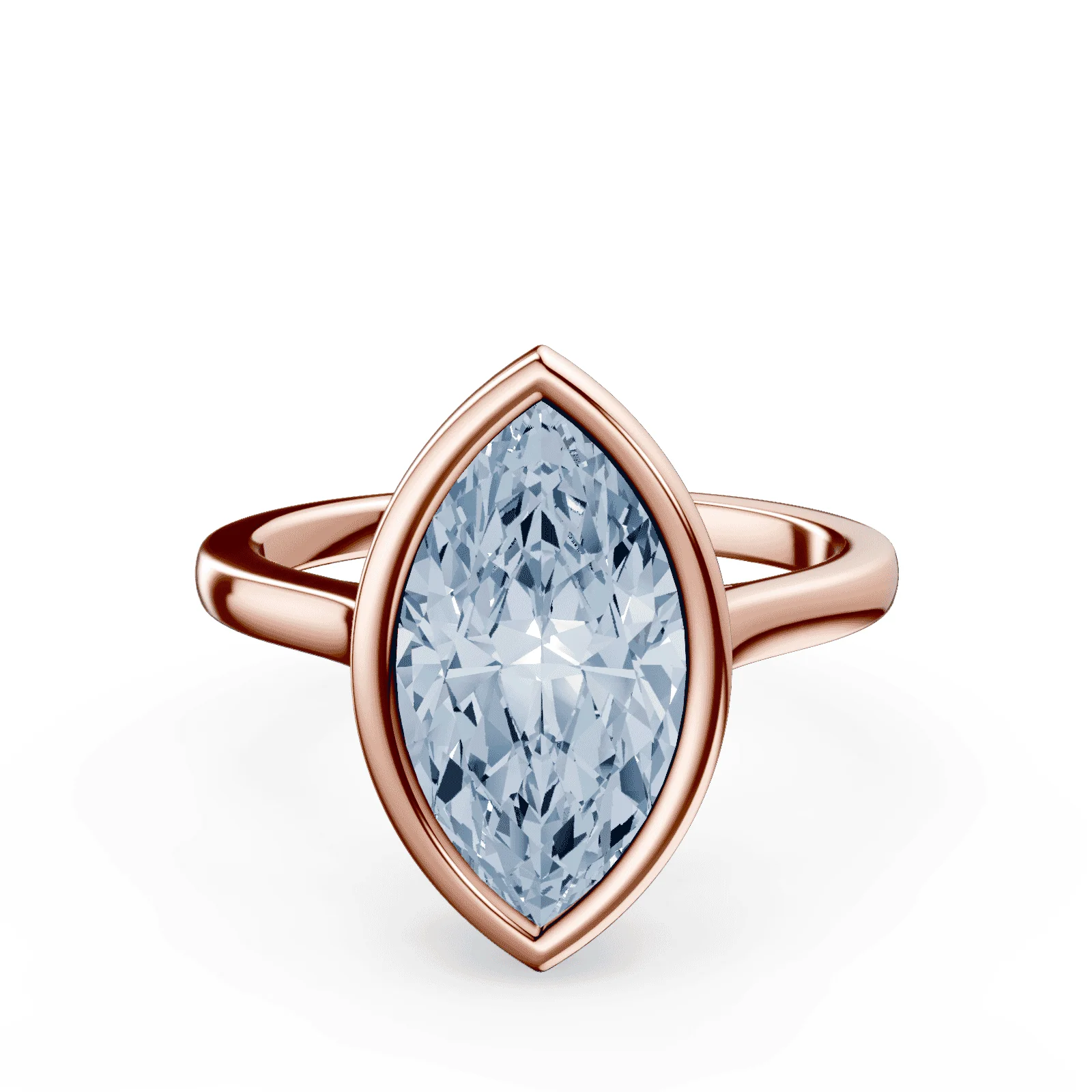 Marquise Cut Cathedral Bezel Blue Diamond Ring