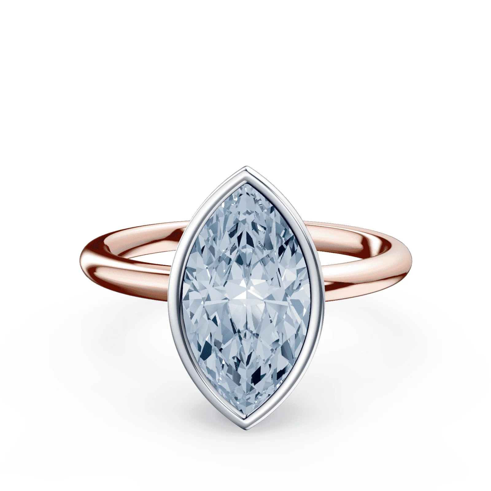 Marquise Cut Bezel Blue Diamond Ring