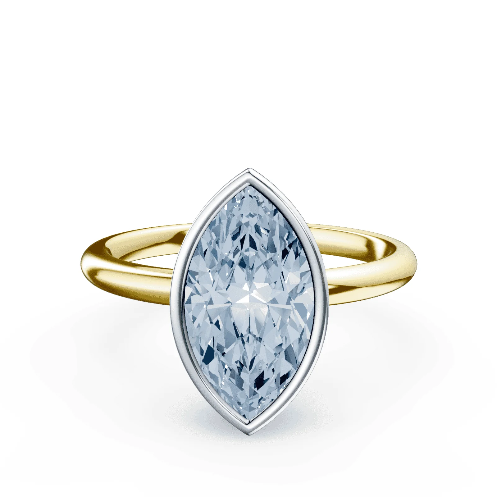 Marquise Cut Bezel Blue Diamond Ring
