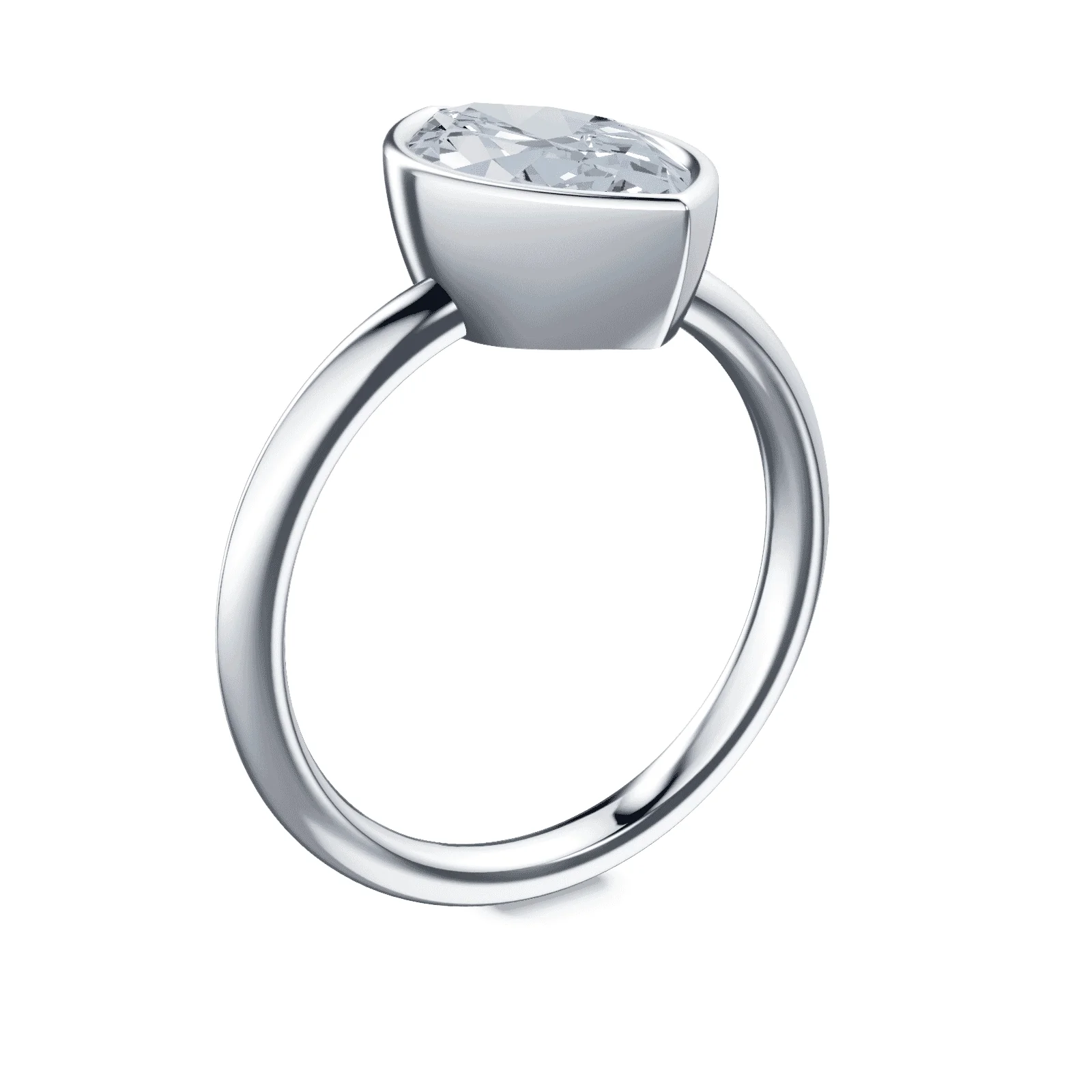 Marquise Cut Bezel Blue Diamond Ring - Image 2