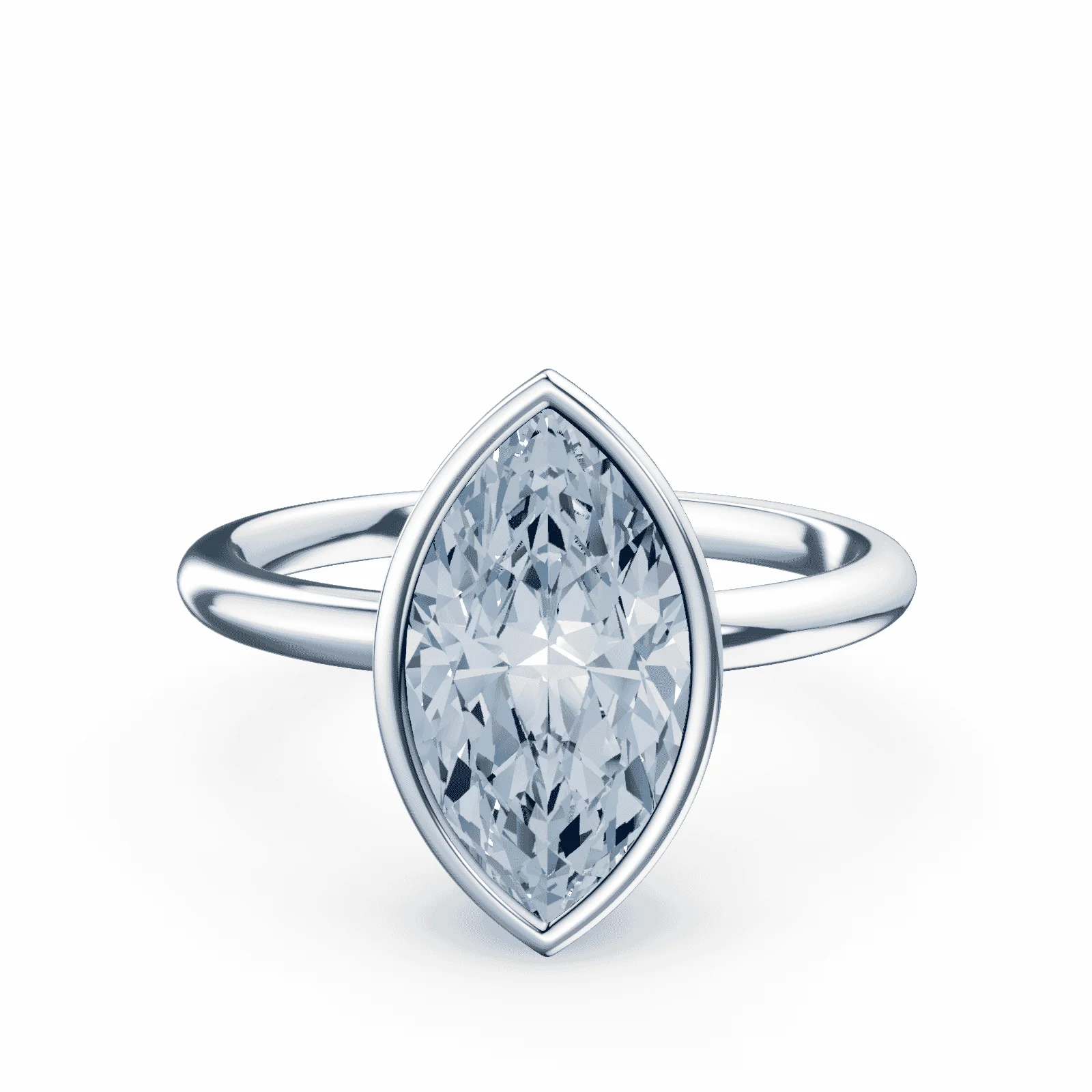 Marquise Cut Bezel Blue Diamond Ring