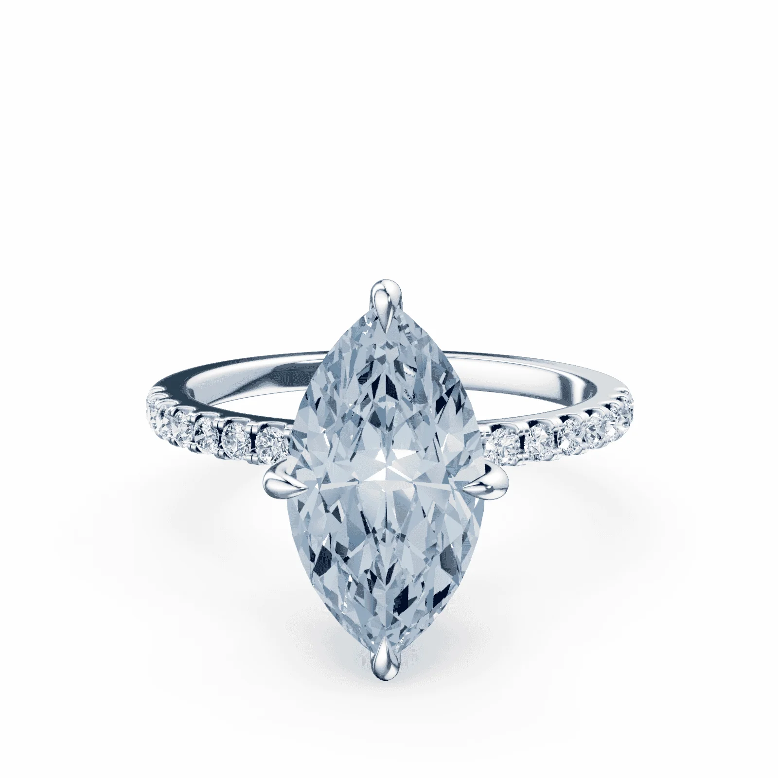 Marquise Cut Blue Diamond Pave Ring