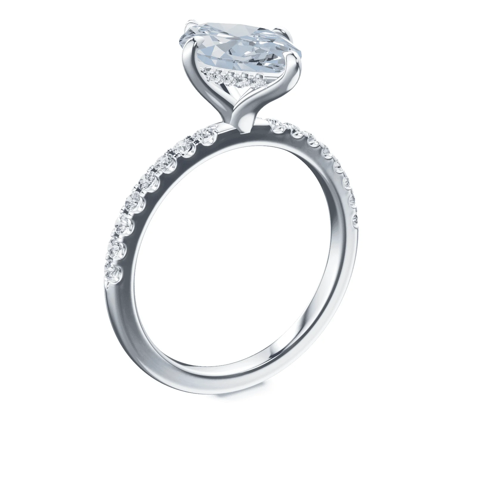 Marquise Cut Blue Diamond Pave Ring - Image 2