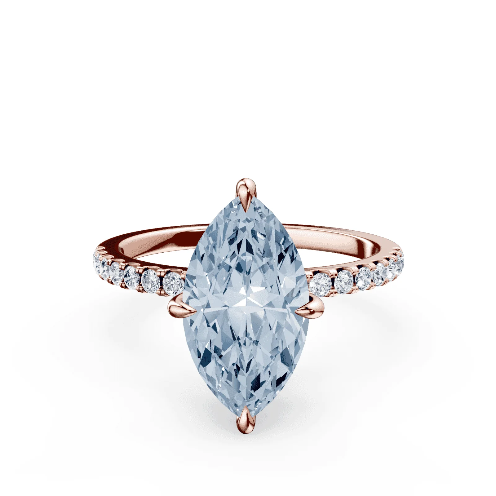 Marquise Cut Blue Diamond Pave Ring