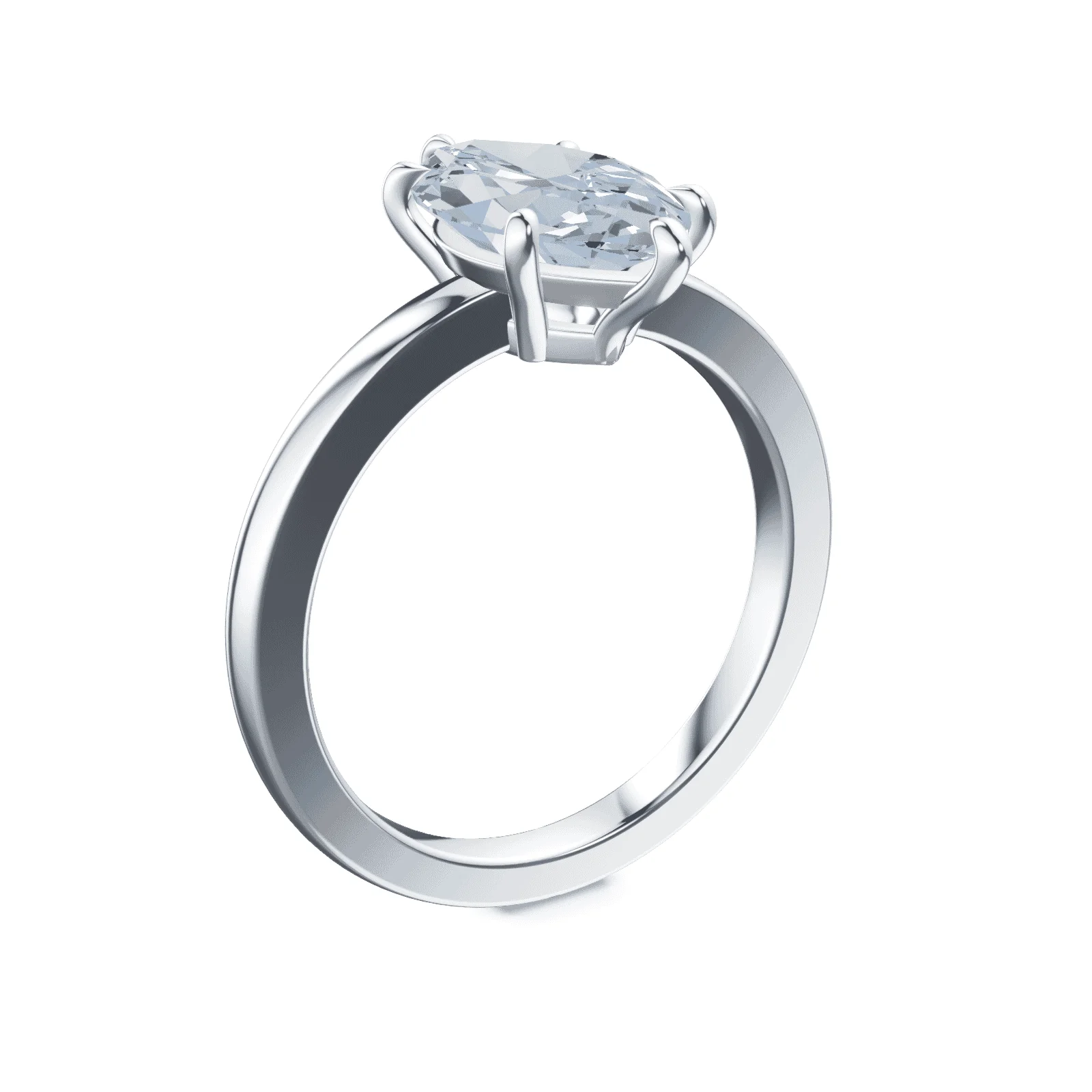 Marquise Cut Low Profile Blue Diamond Ring - Image 2