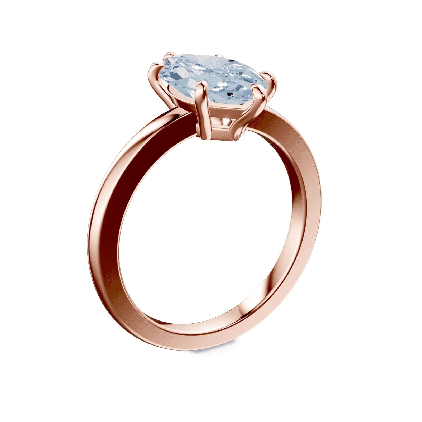 Marquise Cut Low Profile Blue Diamond Ring - Image 2