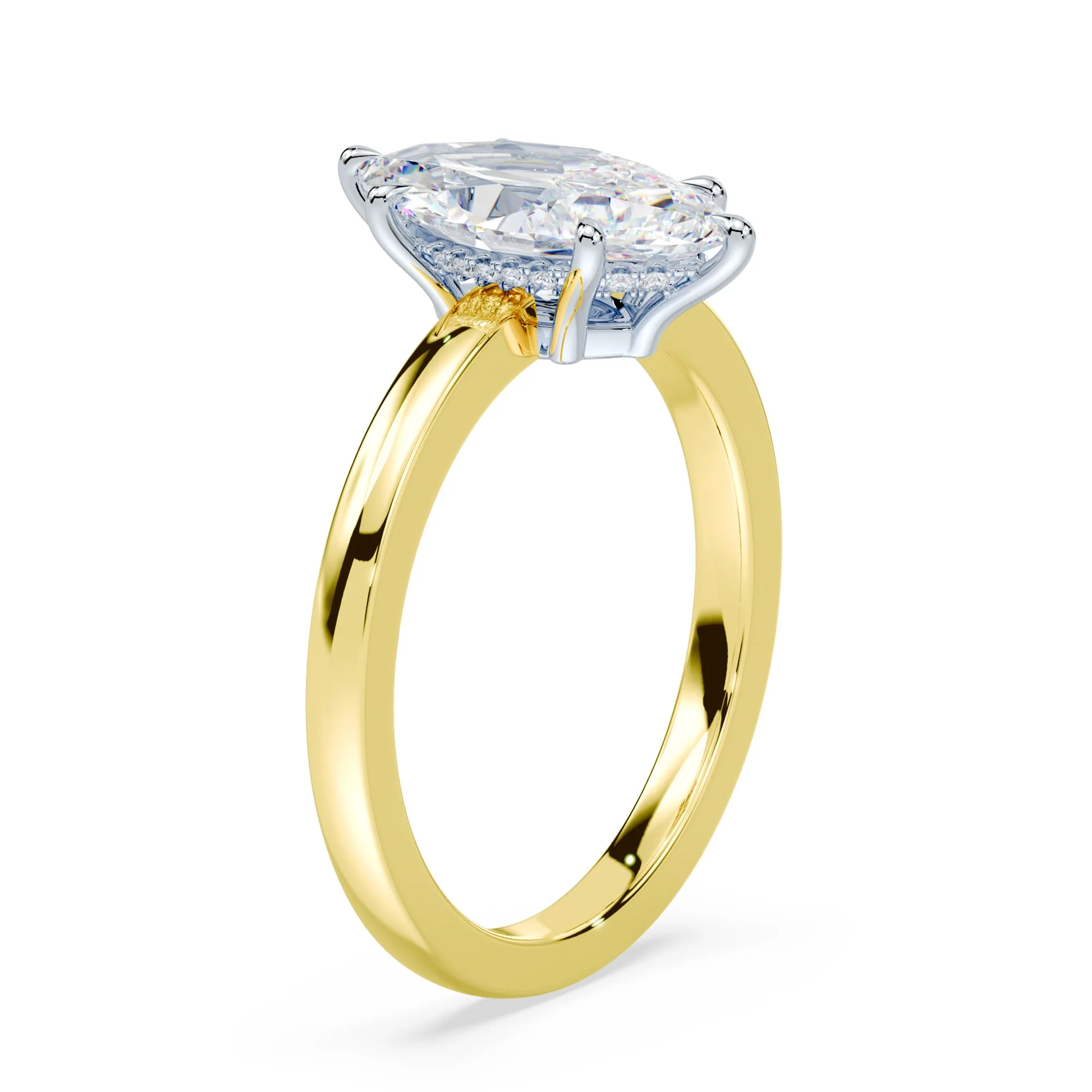Marquise Low Profile Hidden Halo Ring - Image 2