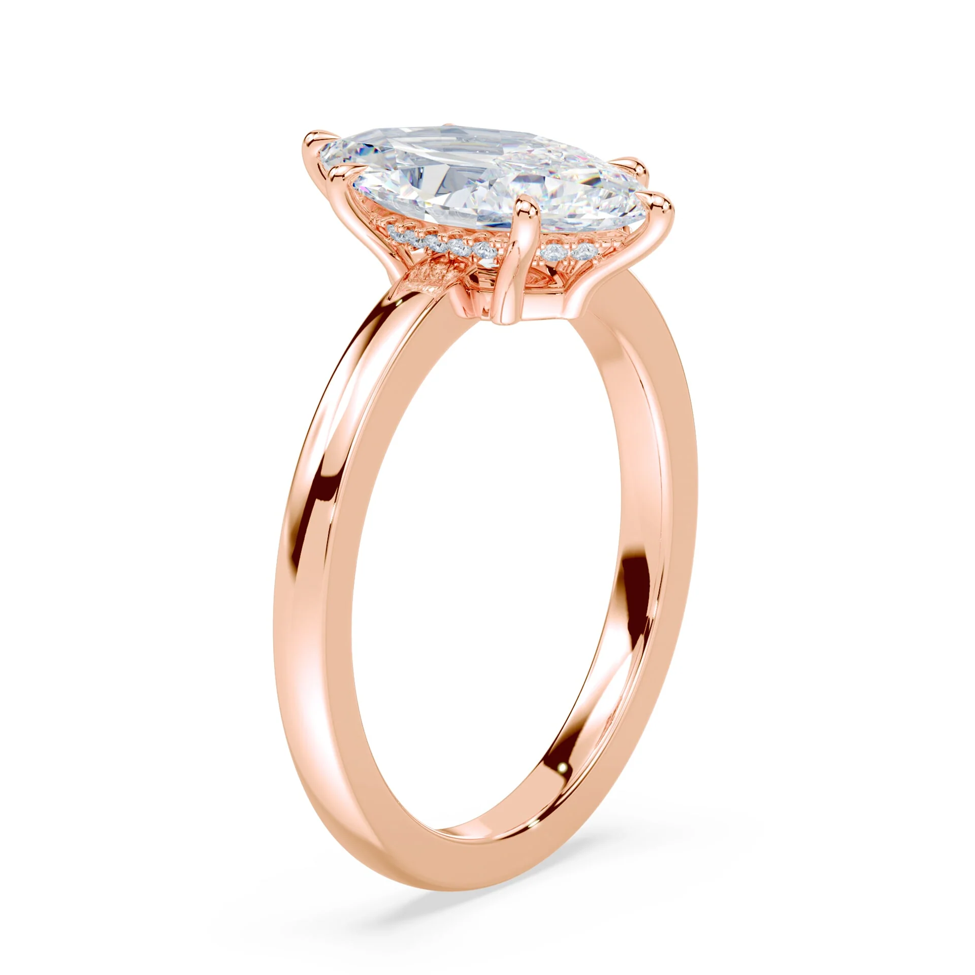 Marquise Low Profile Hidden Halo Ring - Image 2