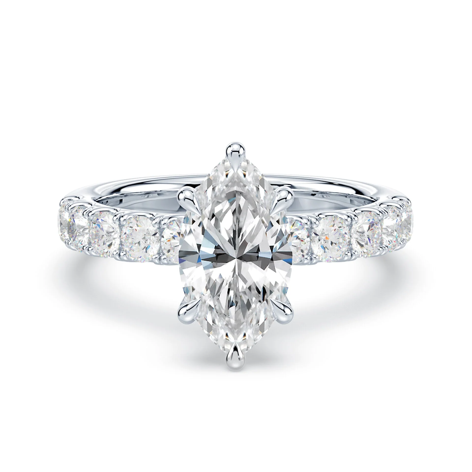 Marquise Cut Wide Pave Ring