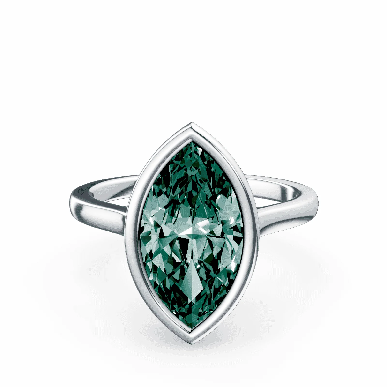 Marquise Cut Cathedral Bezel Green Diamond Ring