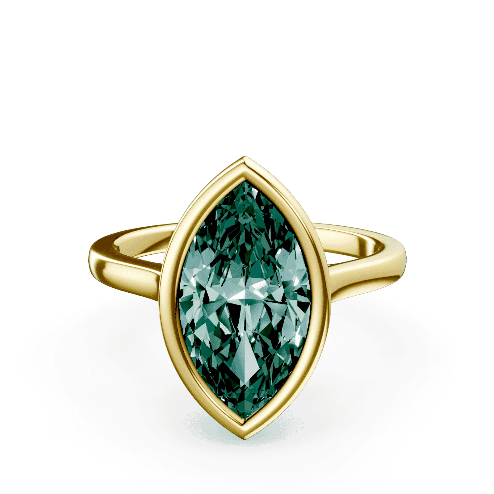 Marquise Cut Cathedral Bezel Green Diamond Ring