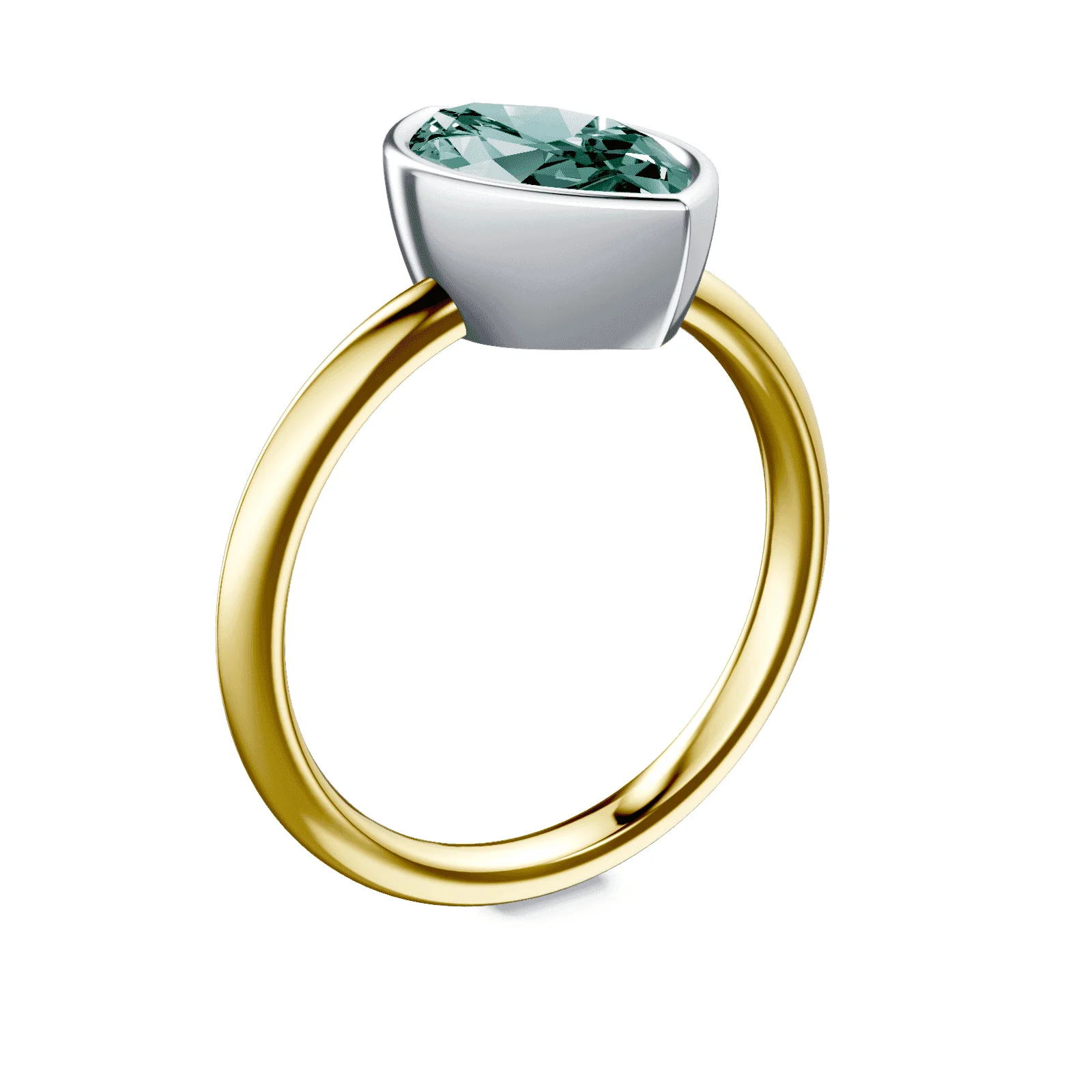 Marquise Cut Bezel Green Diamond Ring - Image 2