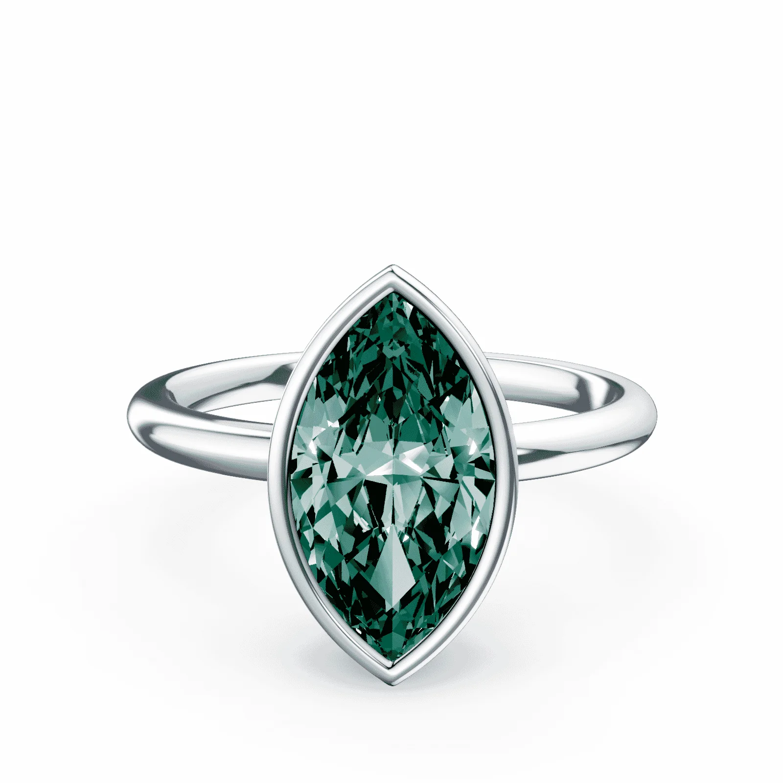 Marquise Cut Bezel Green Diamond Ring