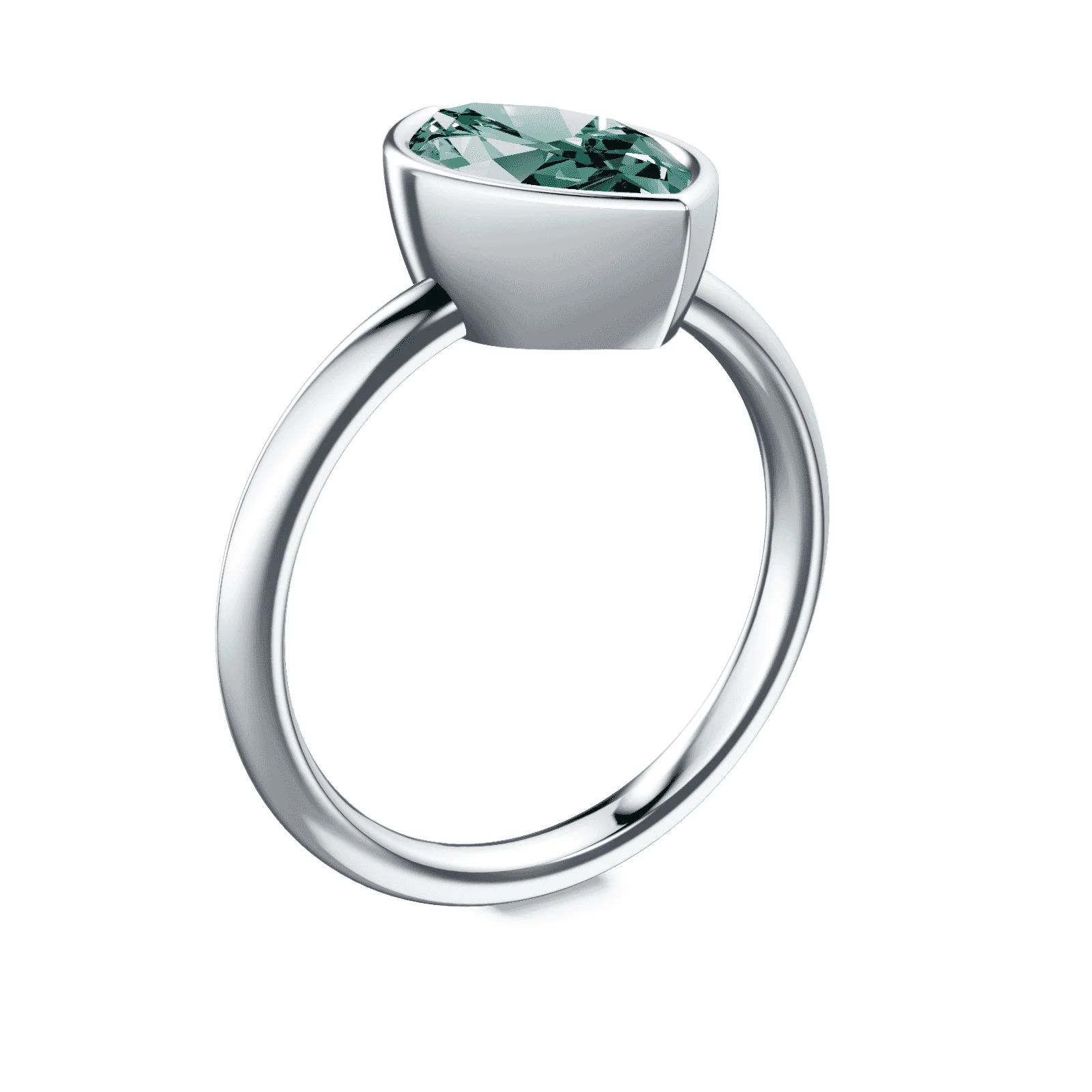 Marquise Cut Bezel Green Diamond Ring - Image 2