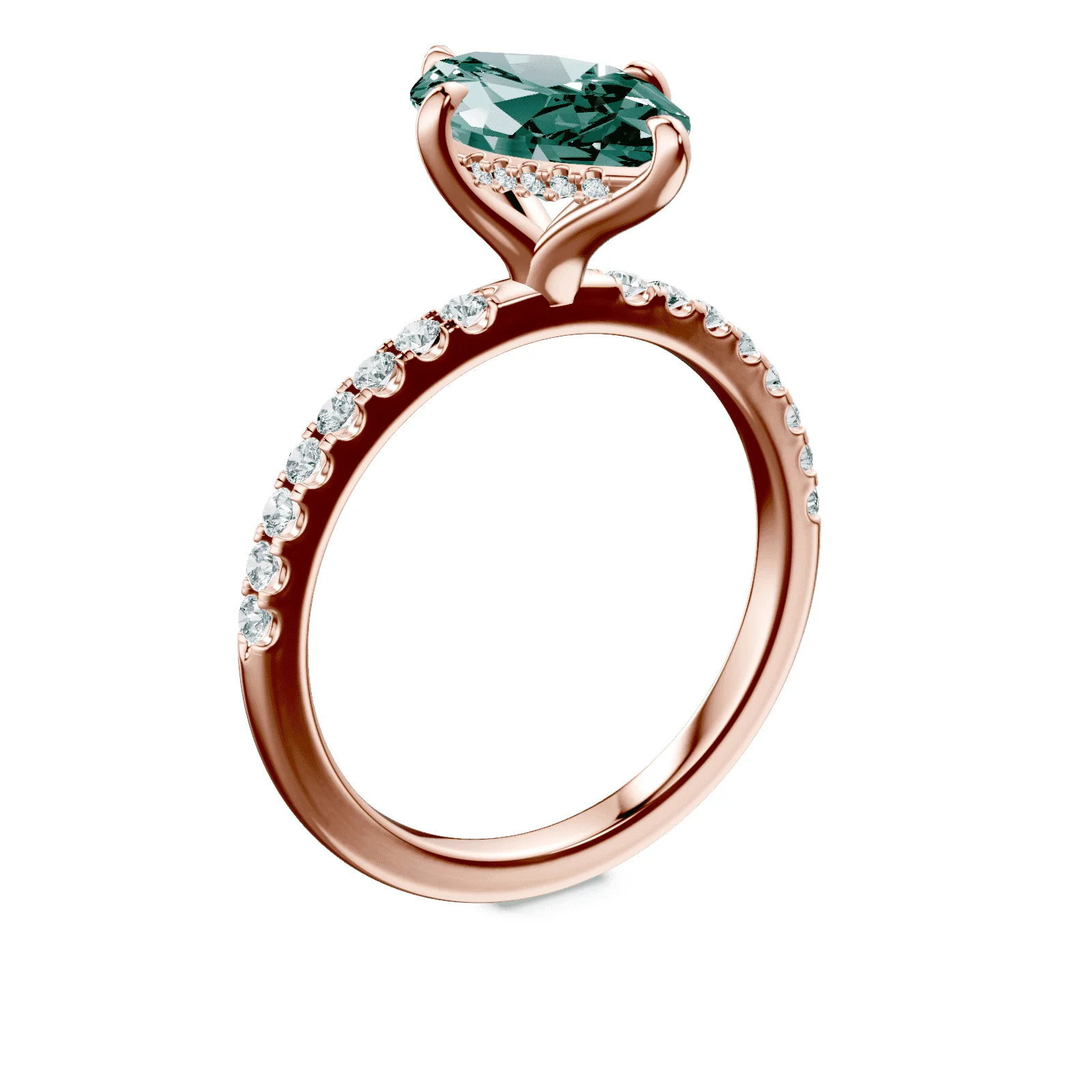 Marquise Cut Green Diamond Pave Ring - Image 2