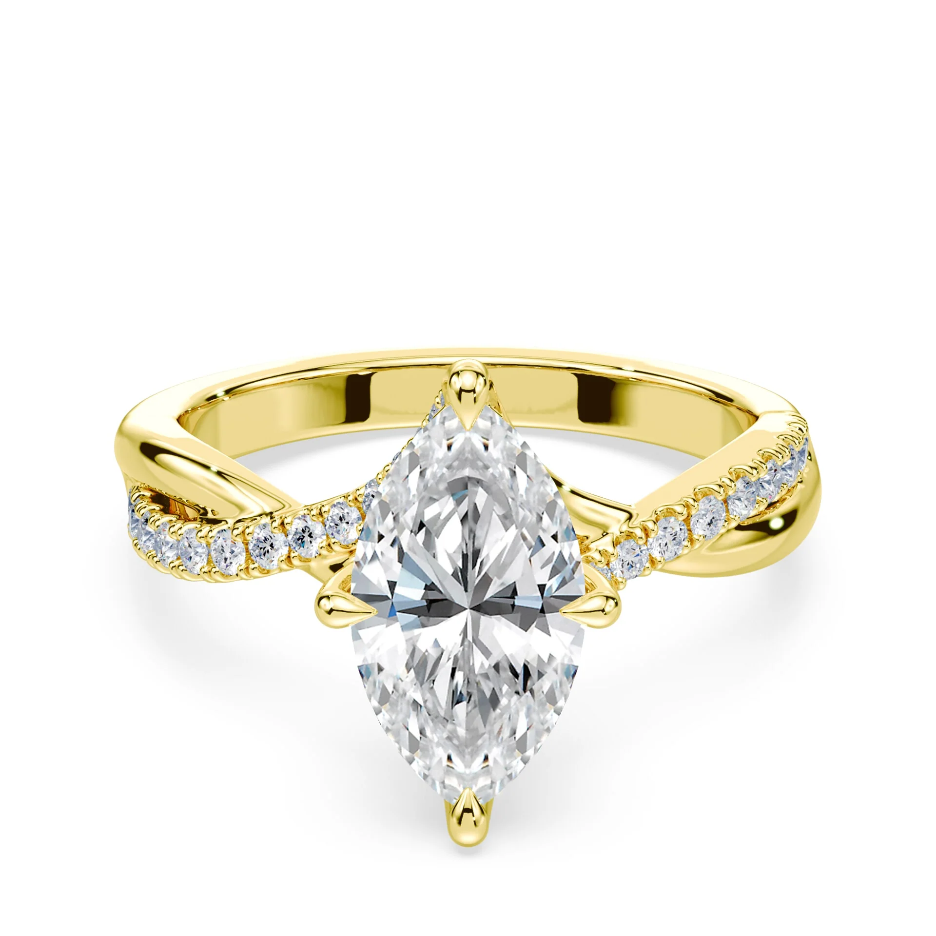 Marquise Cut Pave Twist Ring