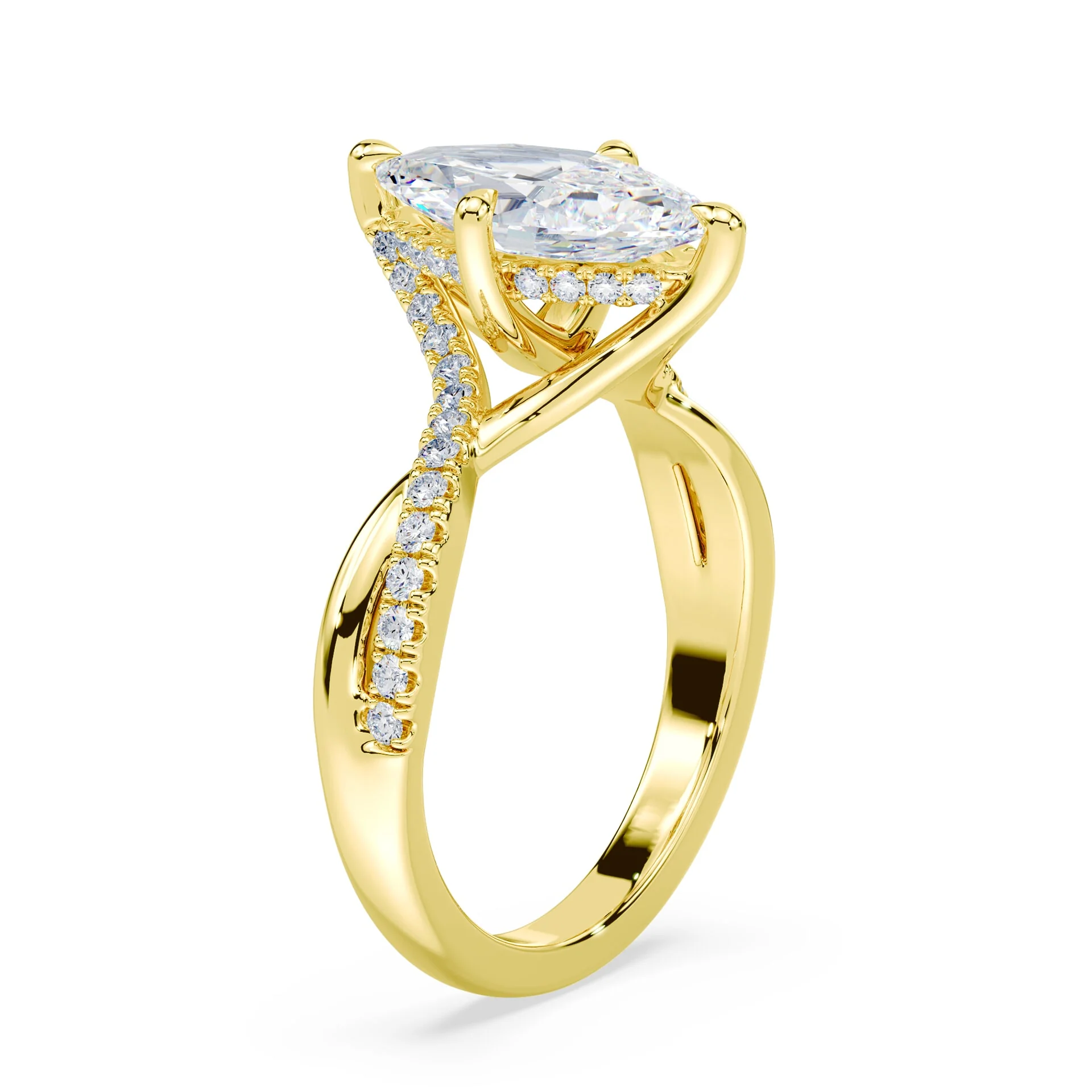 Marquise Cut Pave Twist Ring - Image 2