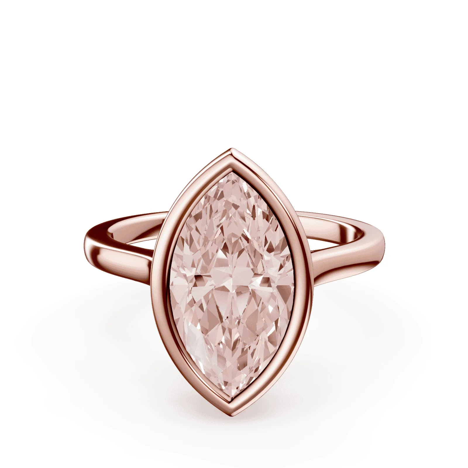 Marquise Cut Cathedral Bezel Pink Diamond Ring