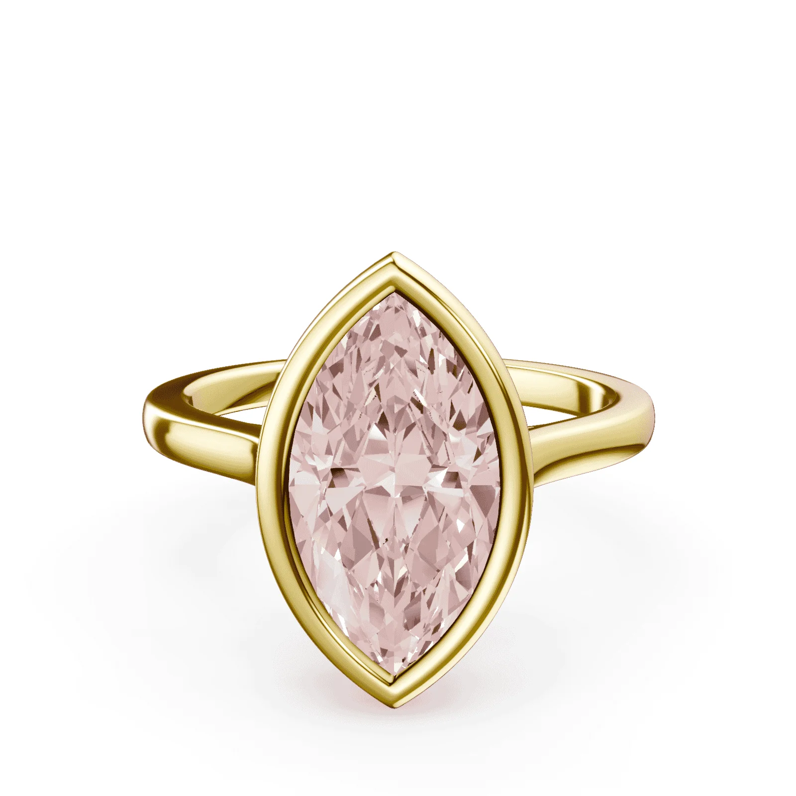 Marquise Cut Cathedral Bezel Pink Diamond Ring