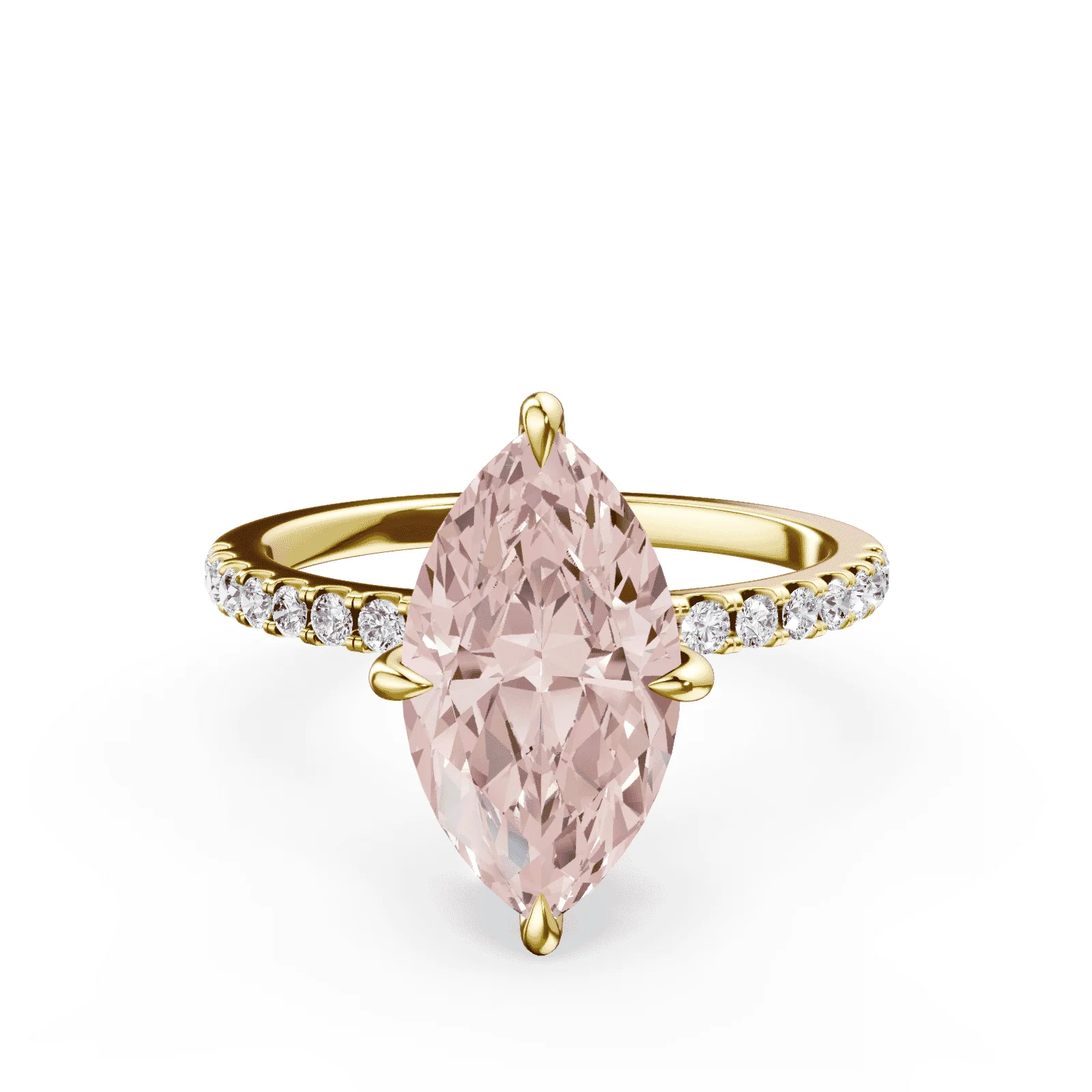 Marquise Cut Pink Diamond Pave Ring