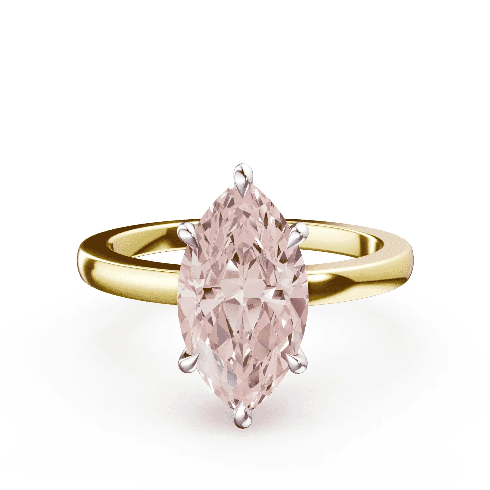 Marquise Cut Low Profile Pink Diamond Ring