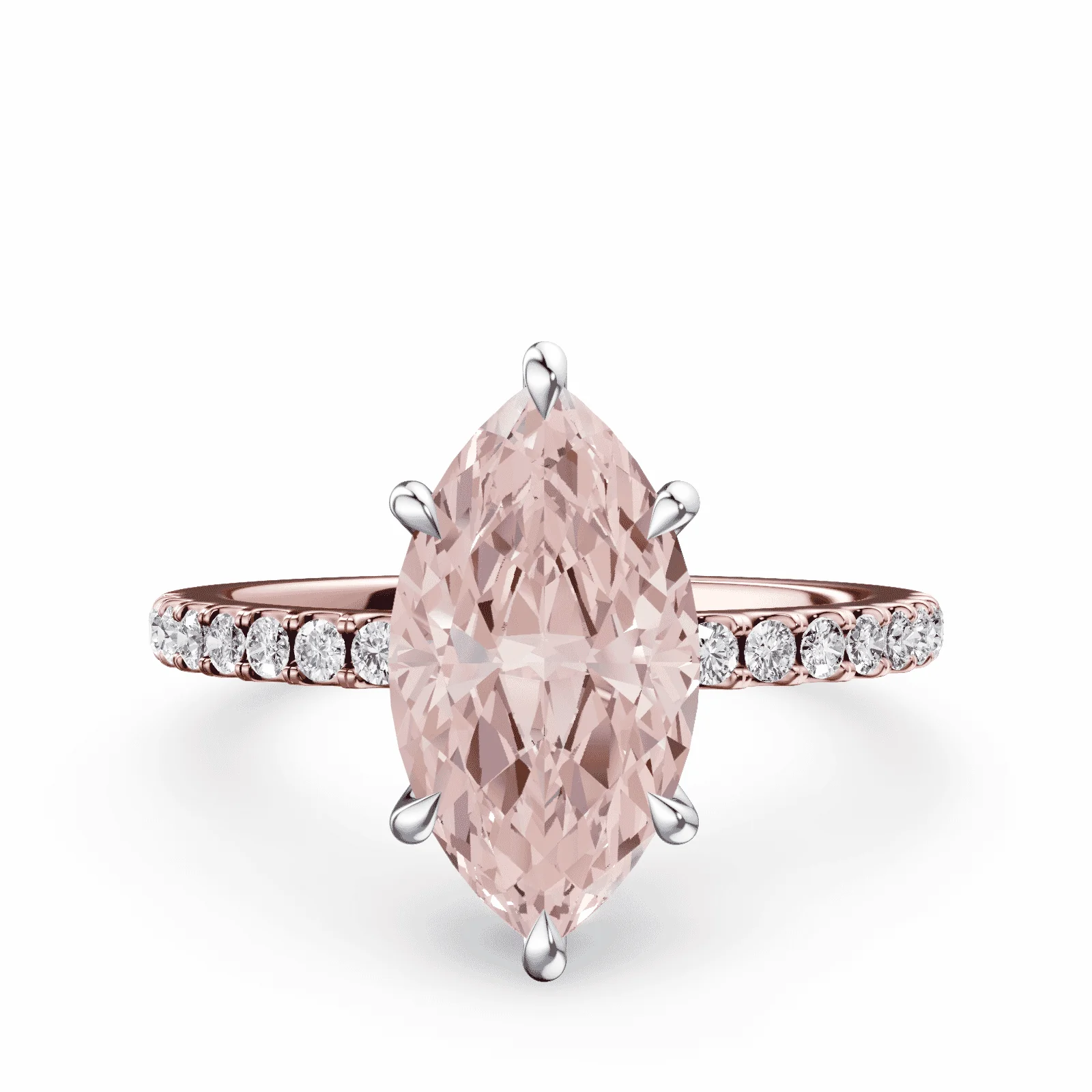 Marquise Cut Low Profile Pink Pave Ring