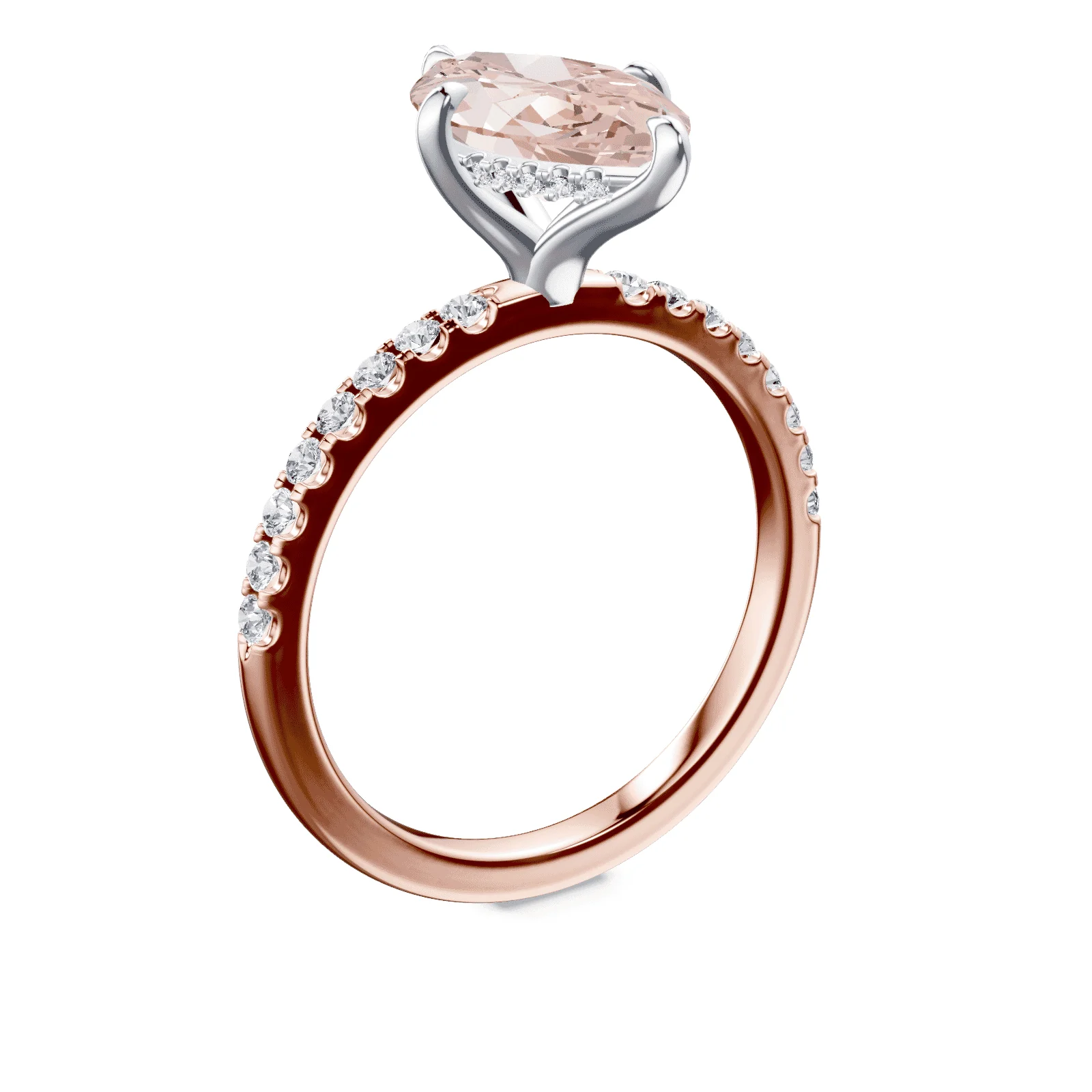 Marquise Cut Low Profile Pink Pave Ring - Image 2