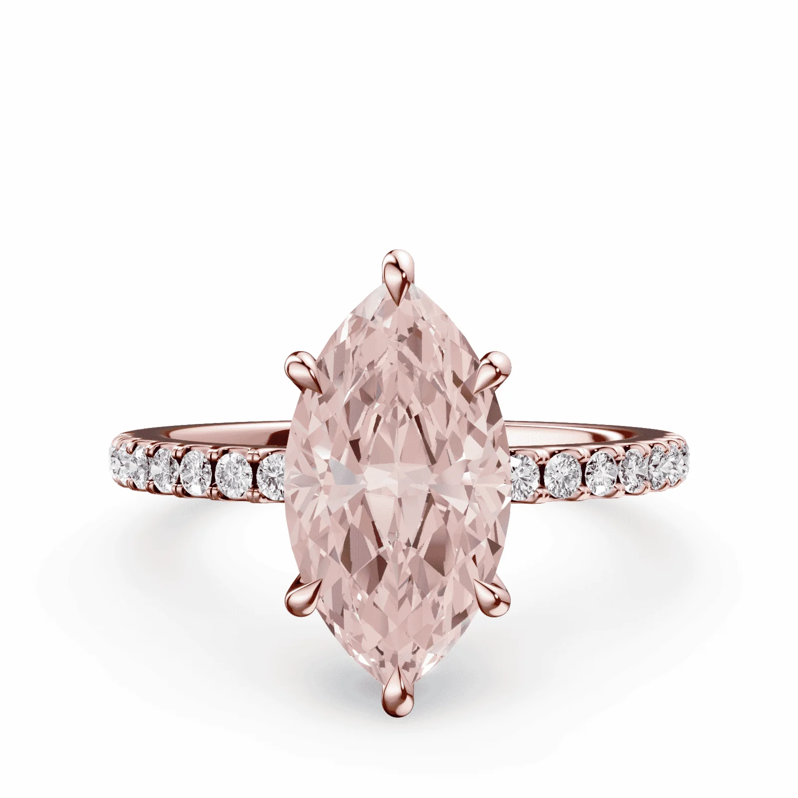 Marquise Cut Low Profile Pink Pave Ring