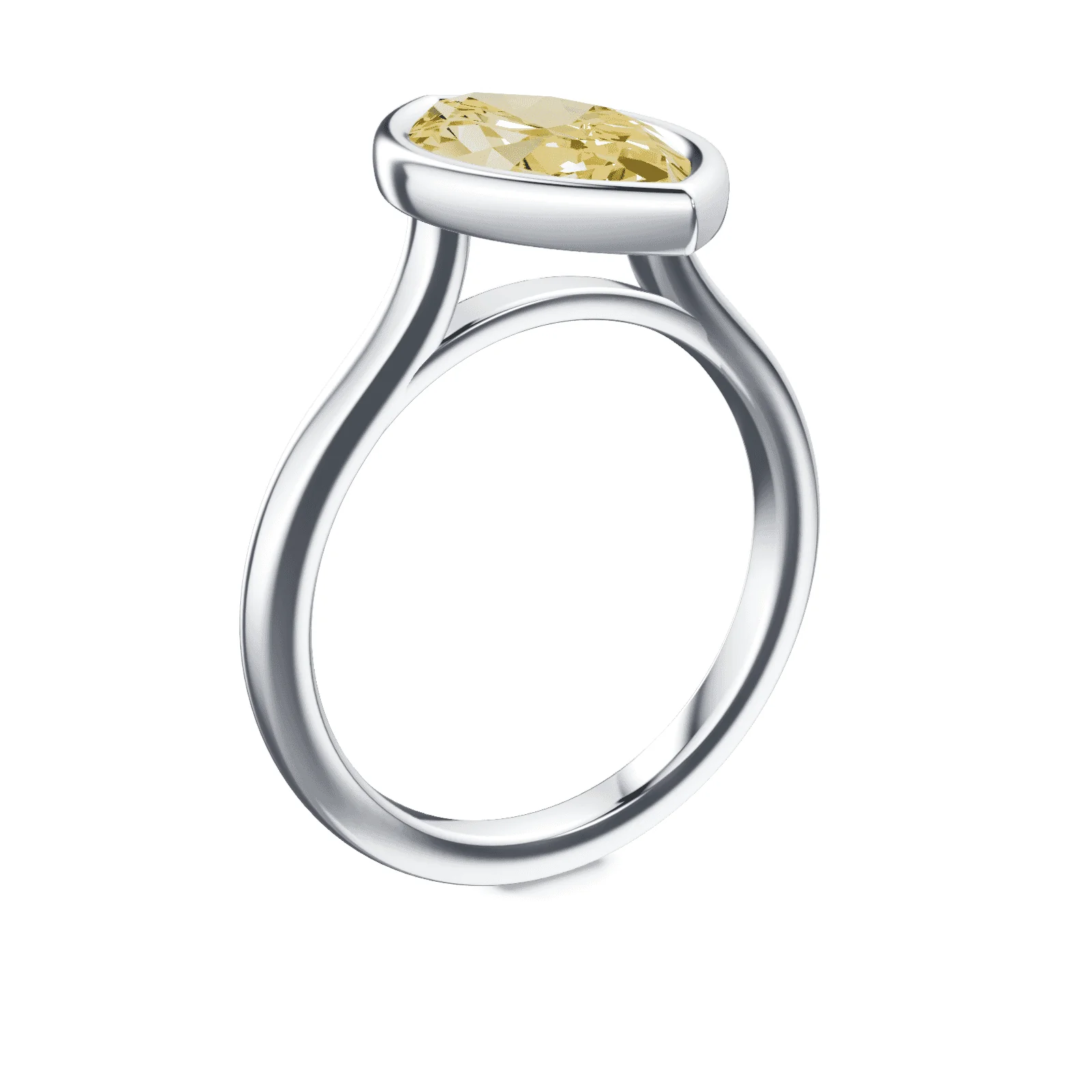 Marquise Cut Cathedral Bezel Yellow Diamond Ring - Image 2
