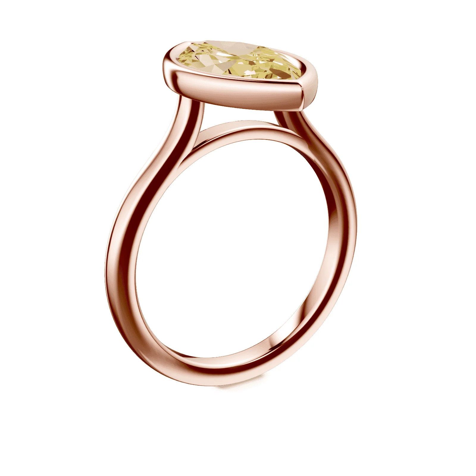 Marquise Cut Cathedral Bezel Yellow Diamond Ring - Image 2