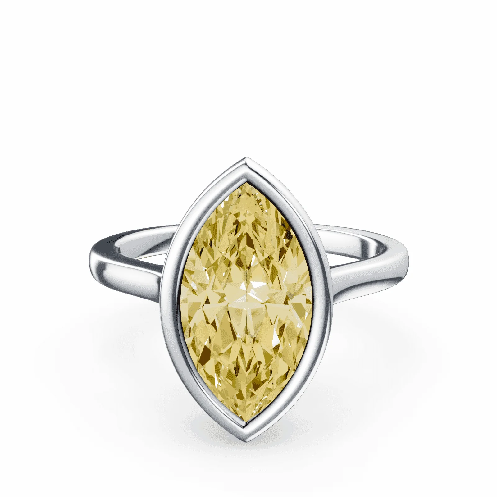 Marquise Cut Cathedral Bezel Yellow Diamond Ring