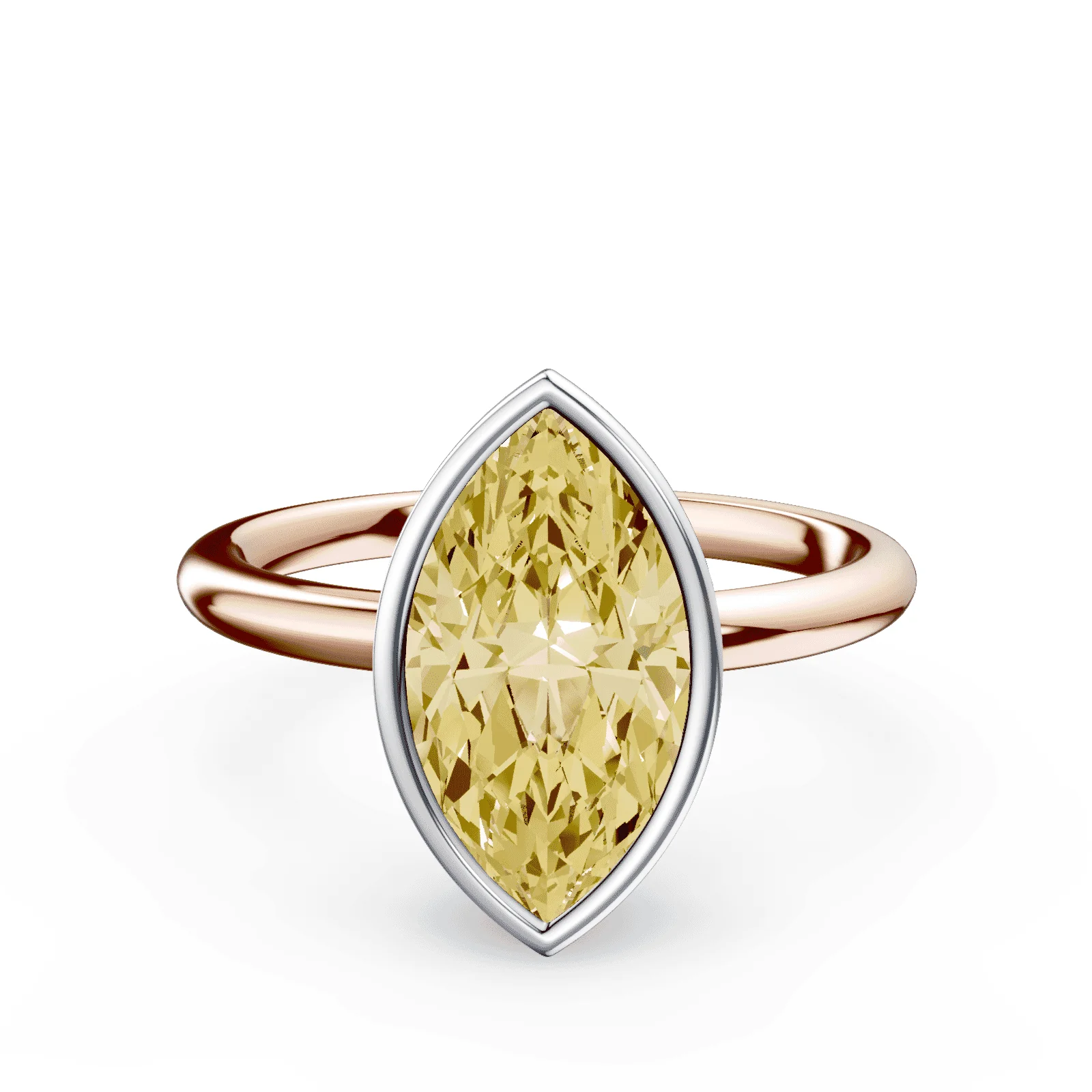 Marquise Cut Bezel Yellow Diamond Ring