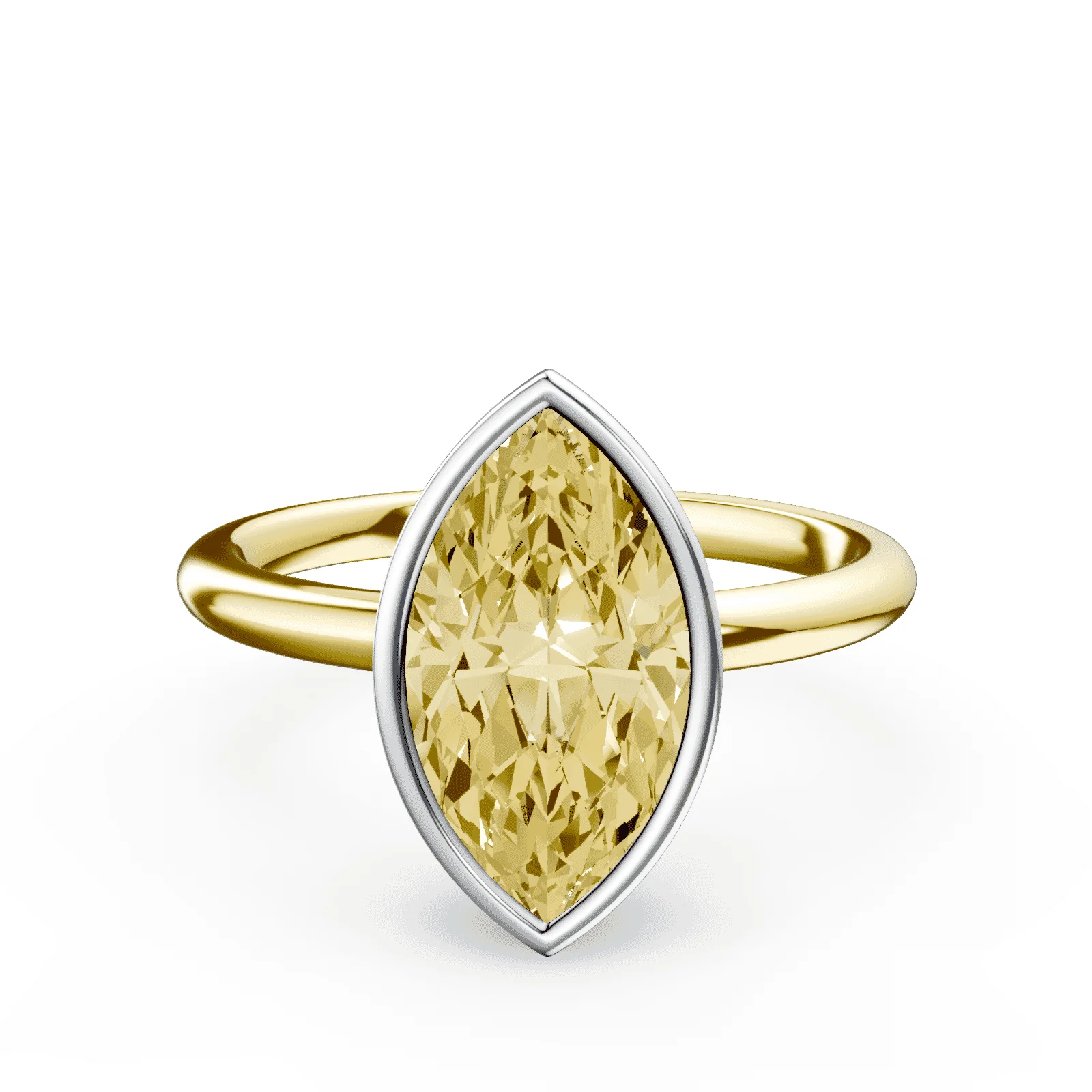 Marquise Cut Bezel Yellow Diamond Ring
